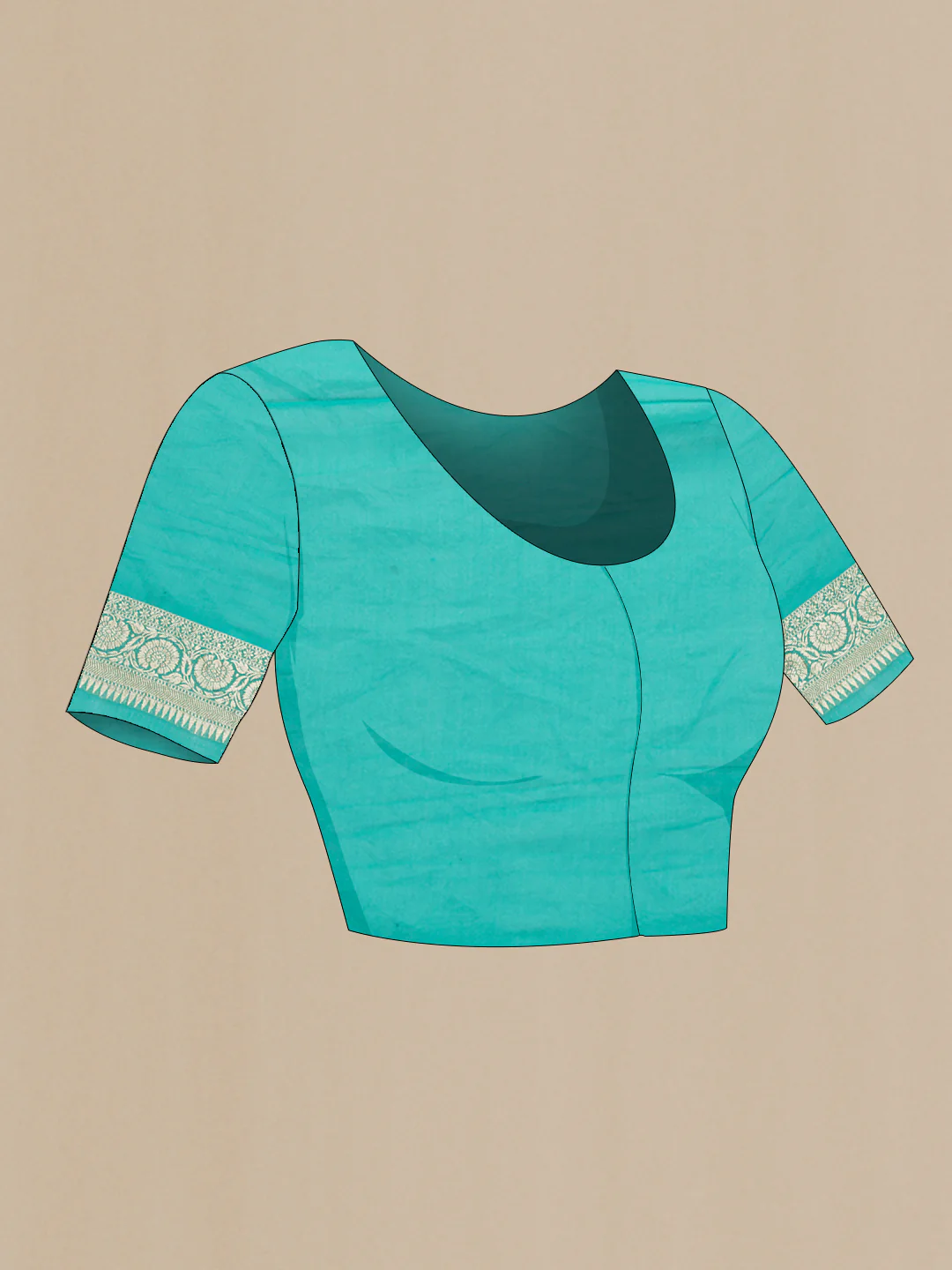 Turquoise Banarasi Georgette Saree - Image 4