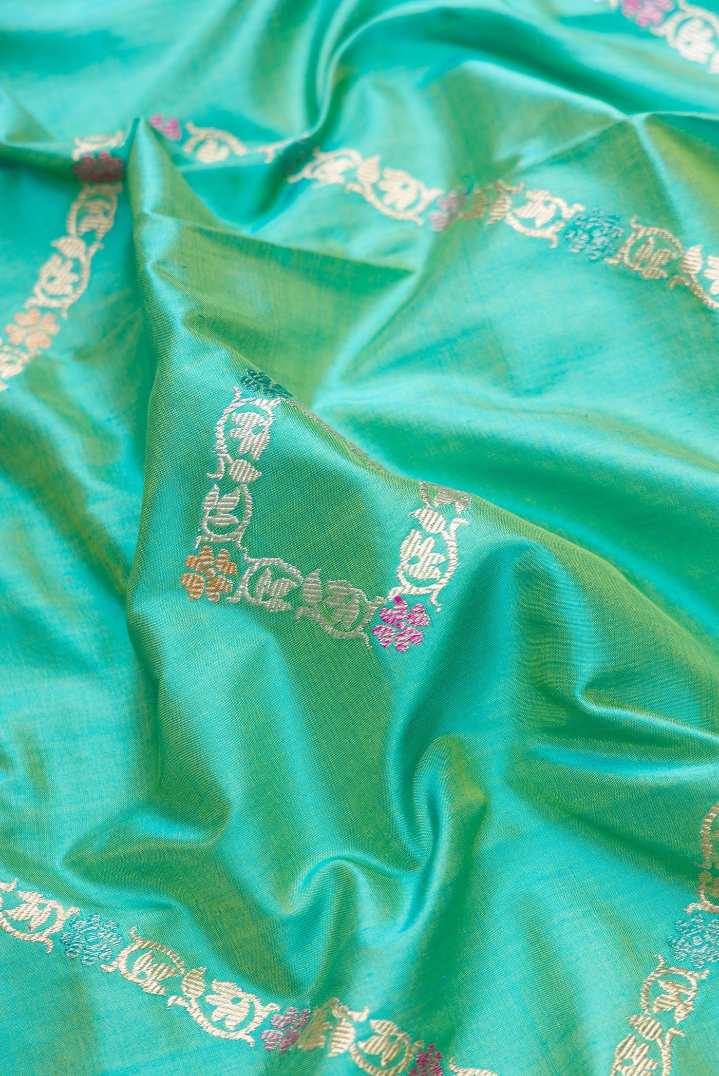Light Blue Dual Tone Banarasi Silk Saree - Image 2