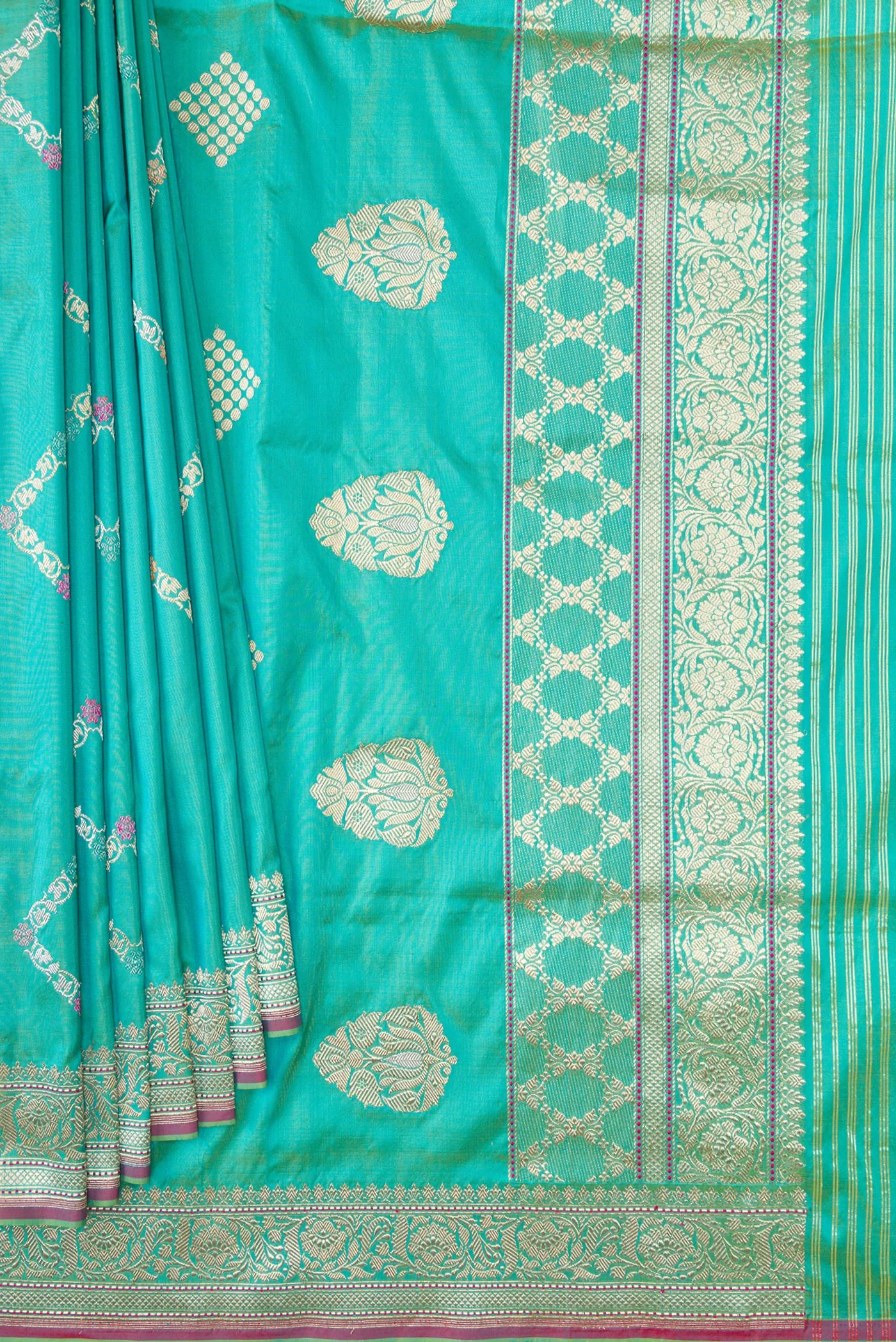 Light Blue Dual Tone Banarasi Silk Saree - Image 4