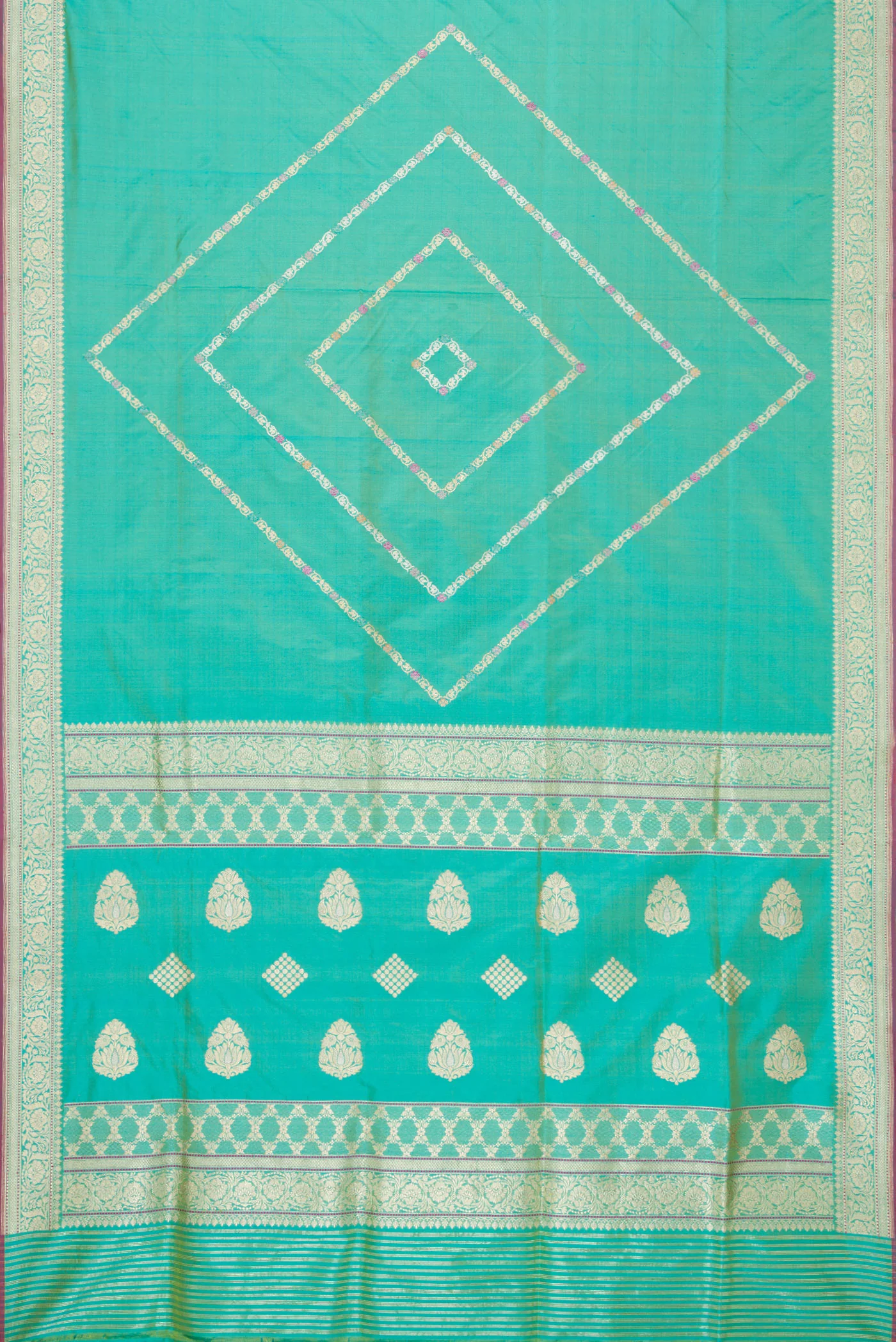 Light Blue Dual Tone Banarasi Silk Saree - Image 6