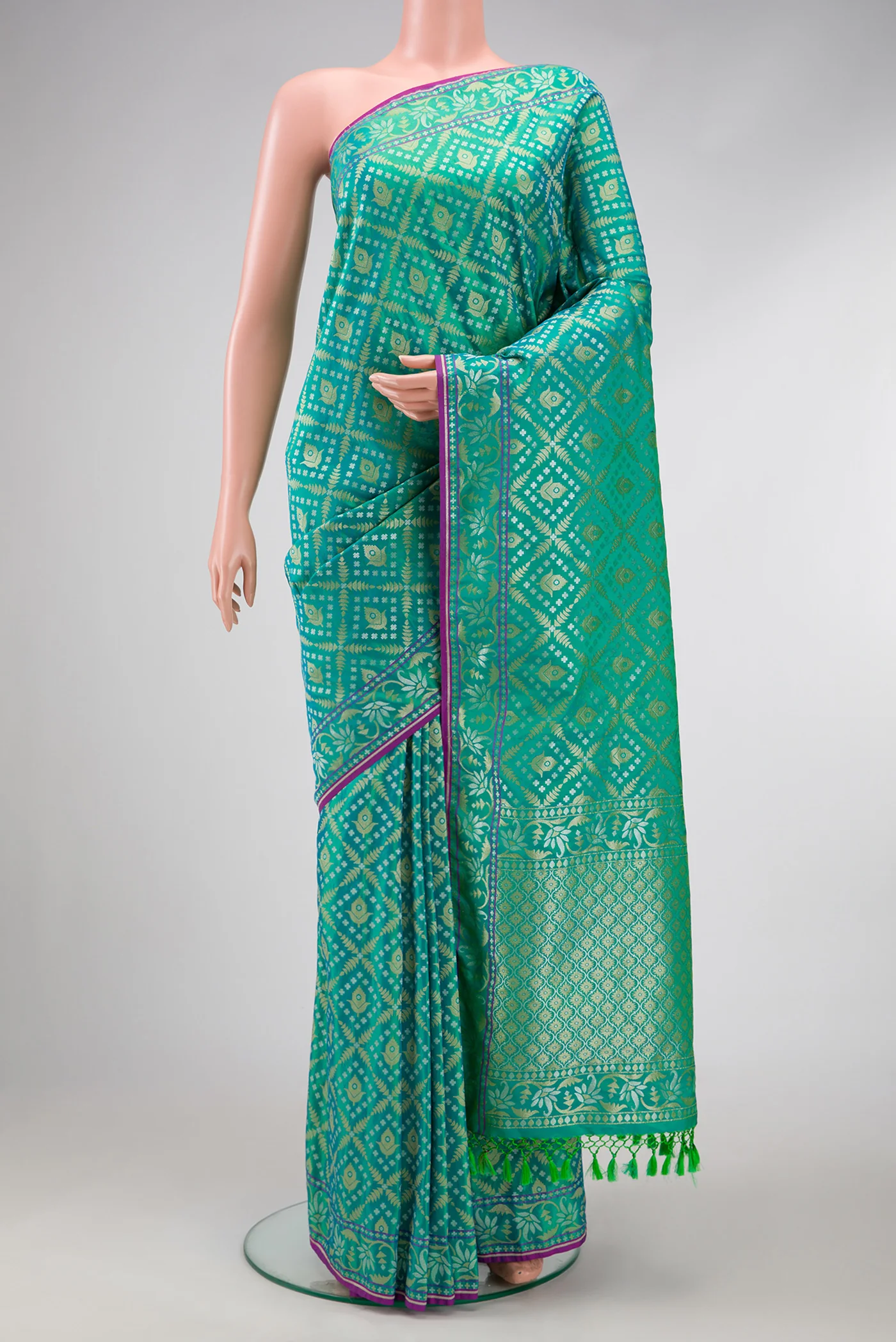 Turquoise Blended Banarasi Silk Saree