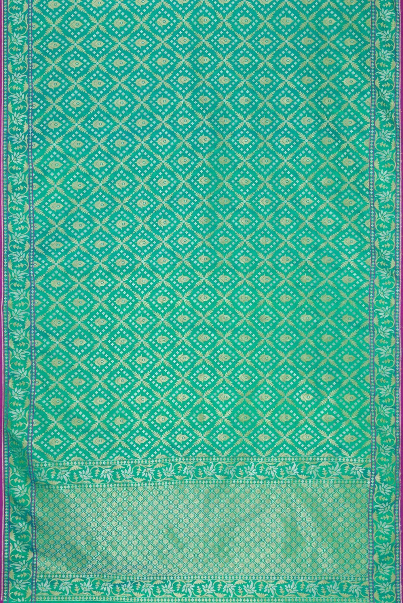 Turquoise Blended Banarasi Silk Saree - Image 3