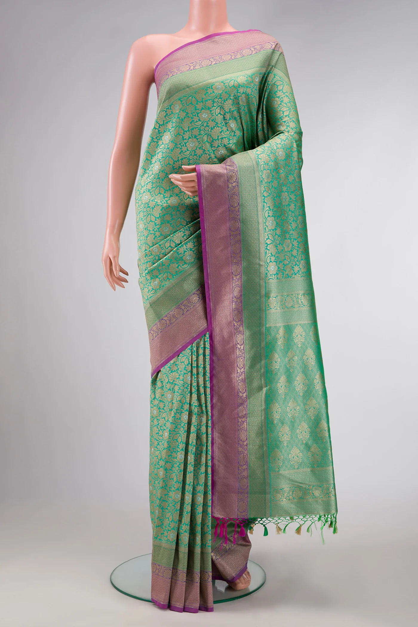 Sea Green Blended Banarasi Silk Saree