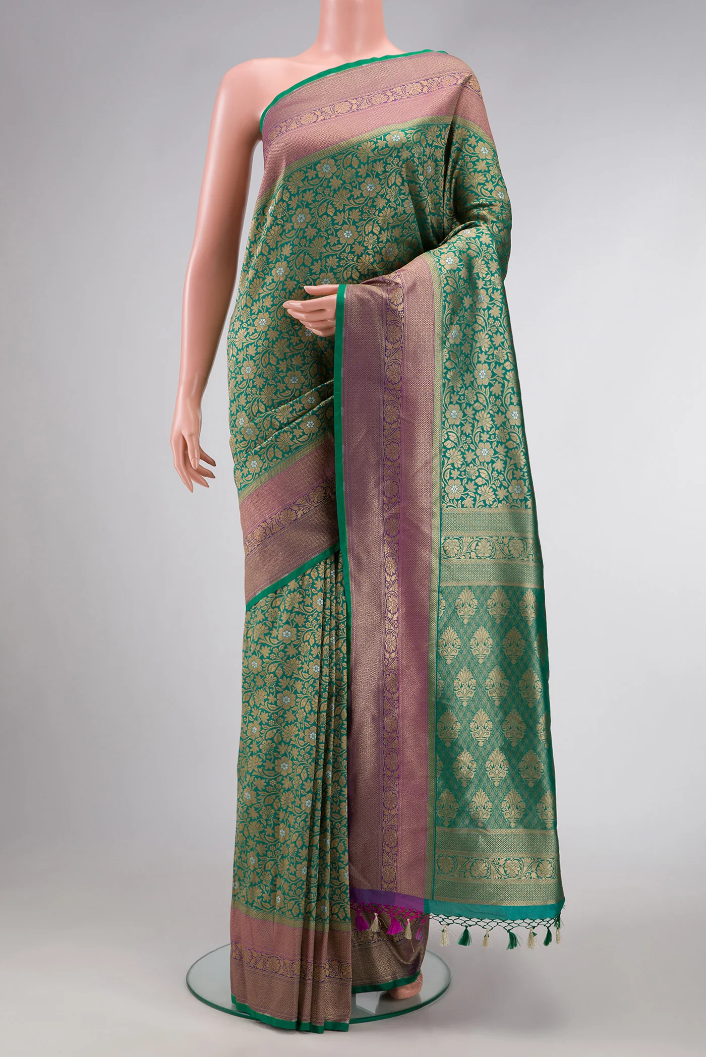 Teal Blended Banarasi Silk Saree