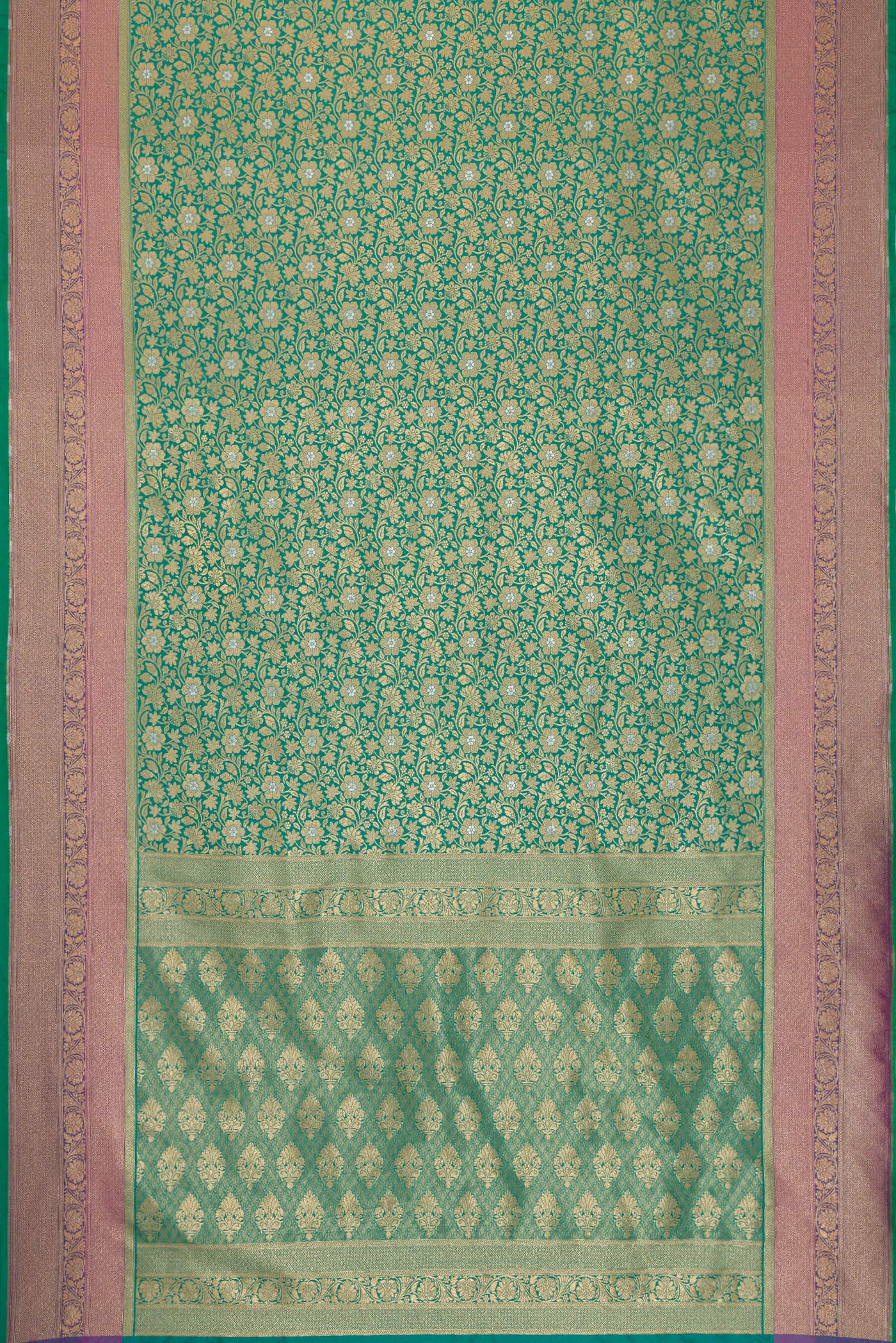 Teal Blended Banarasi Silk Saree - Image 3