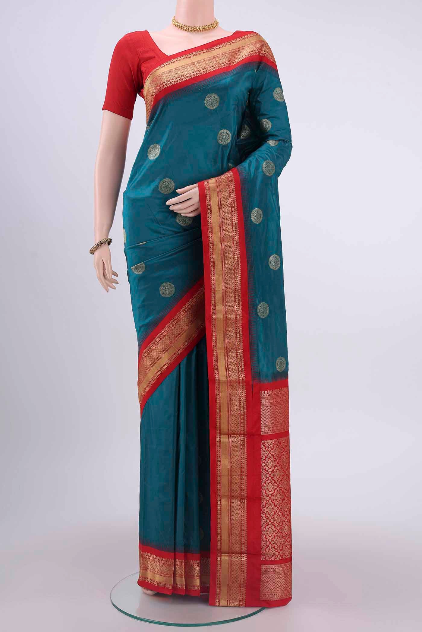 Blue Blended Bangalore Silk Saree