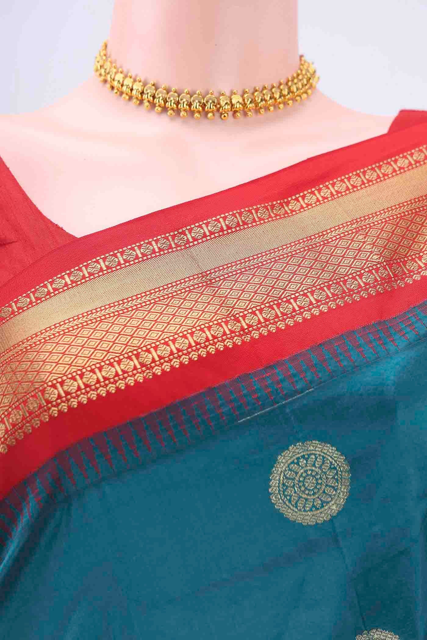 Blue Blended Bangalore Silk Saree - Image 2