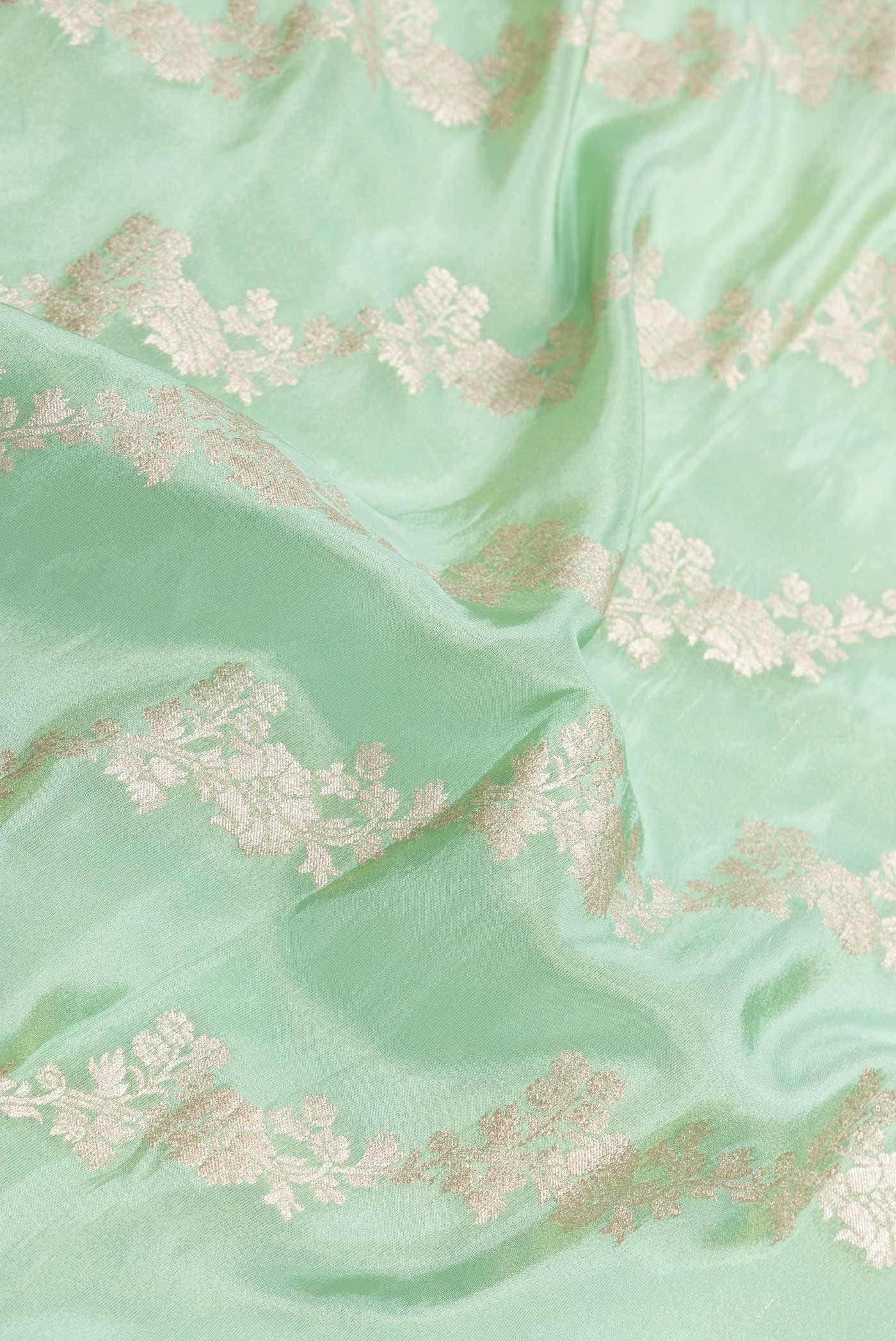 Sea Green Dual Tone Blended Organza Silk Saree - Image 3