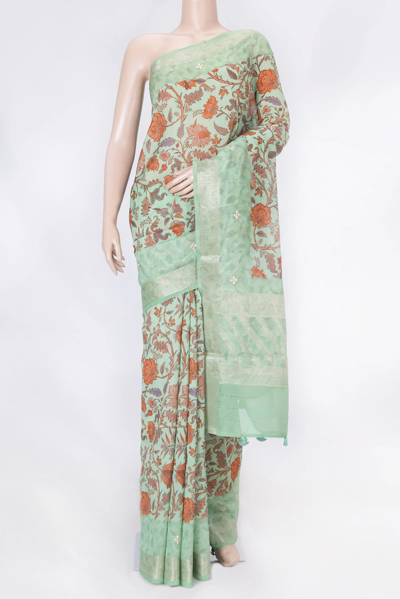 Sea Green Dual Tone Chanderi Silk Saree