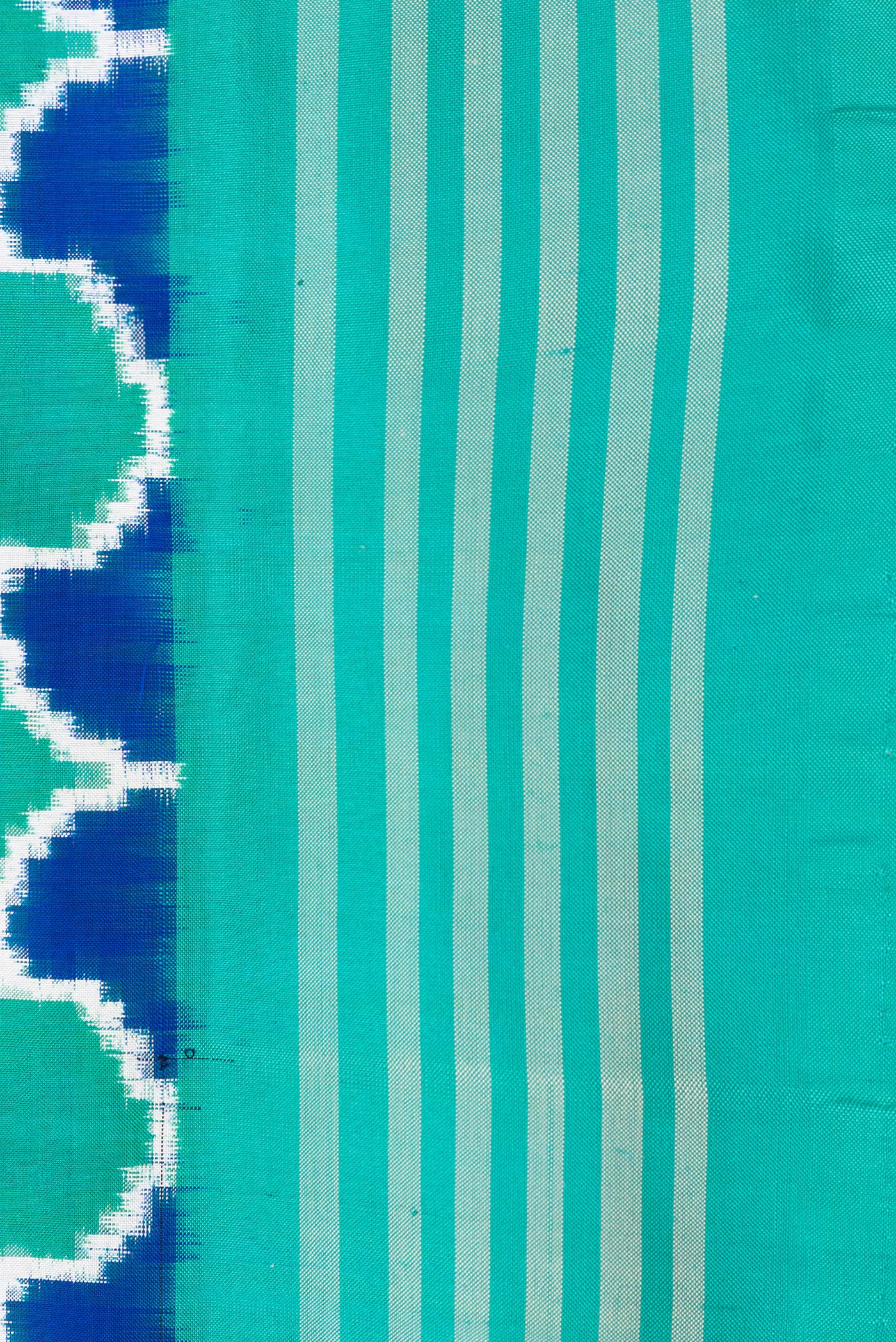 Sea Green Double Ikat Saree - Image 3