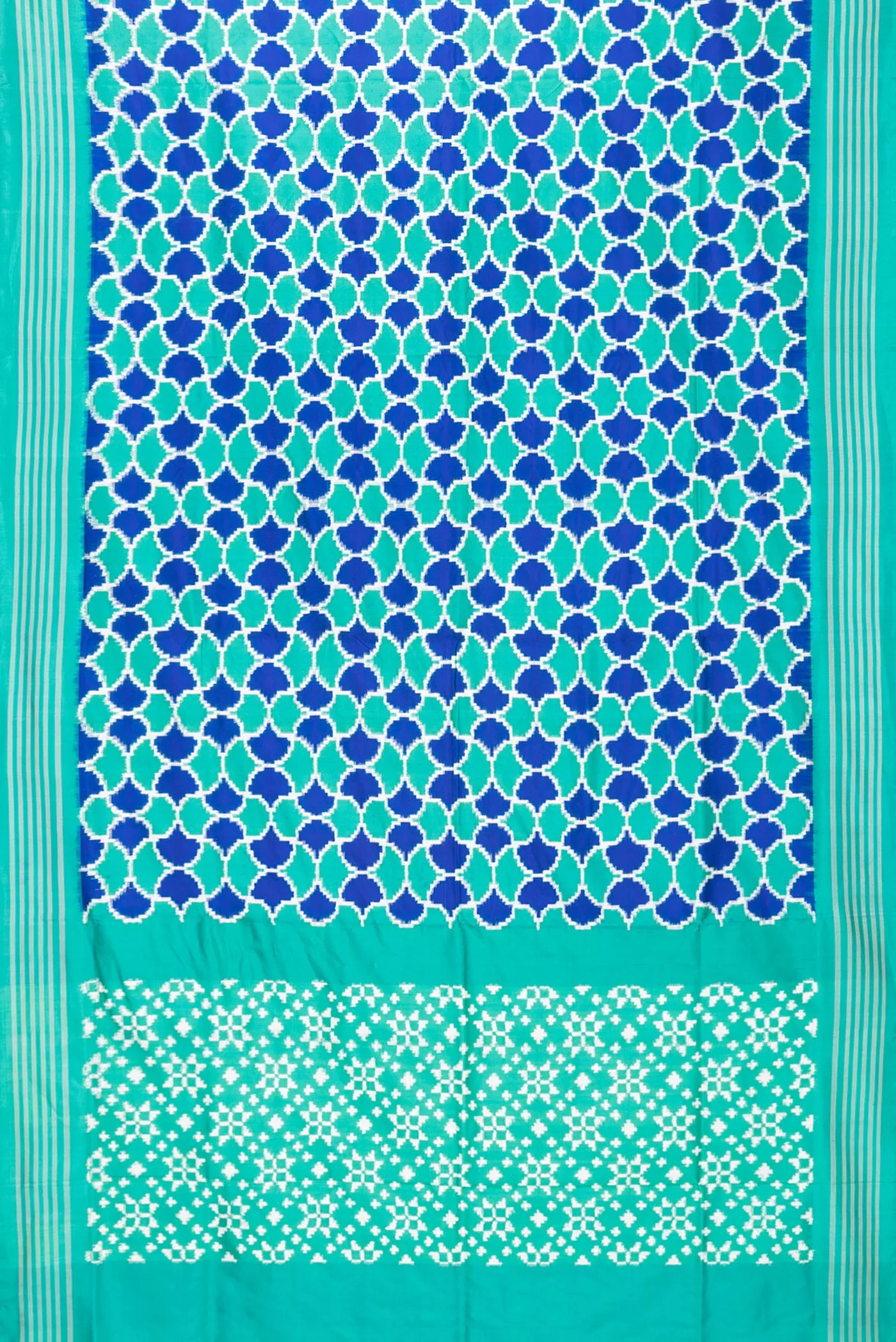 Sea Green Double Ikat Saree - Image 6