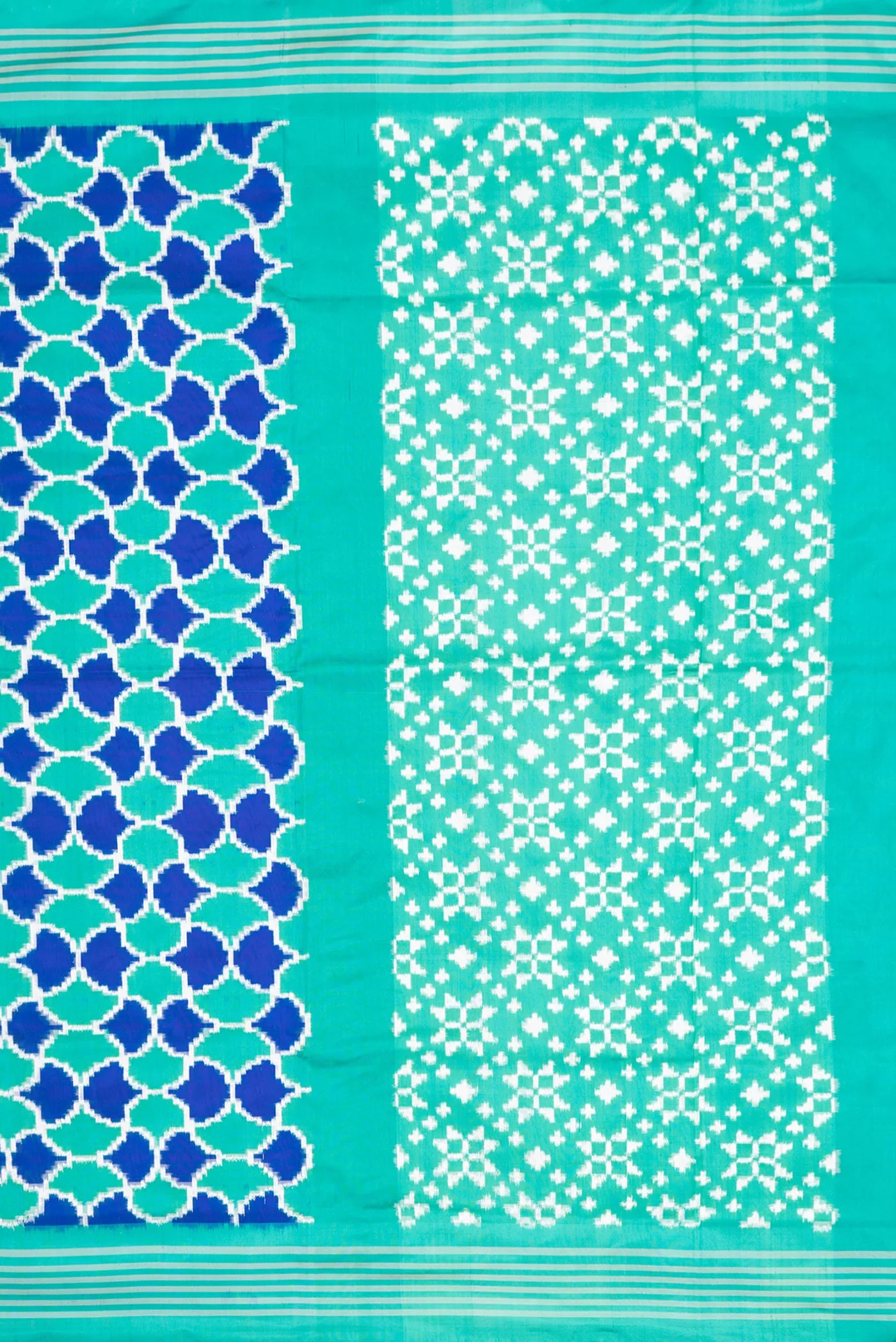 Sea Green Double Ikat Saree - Image 7