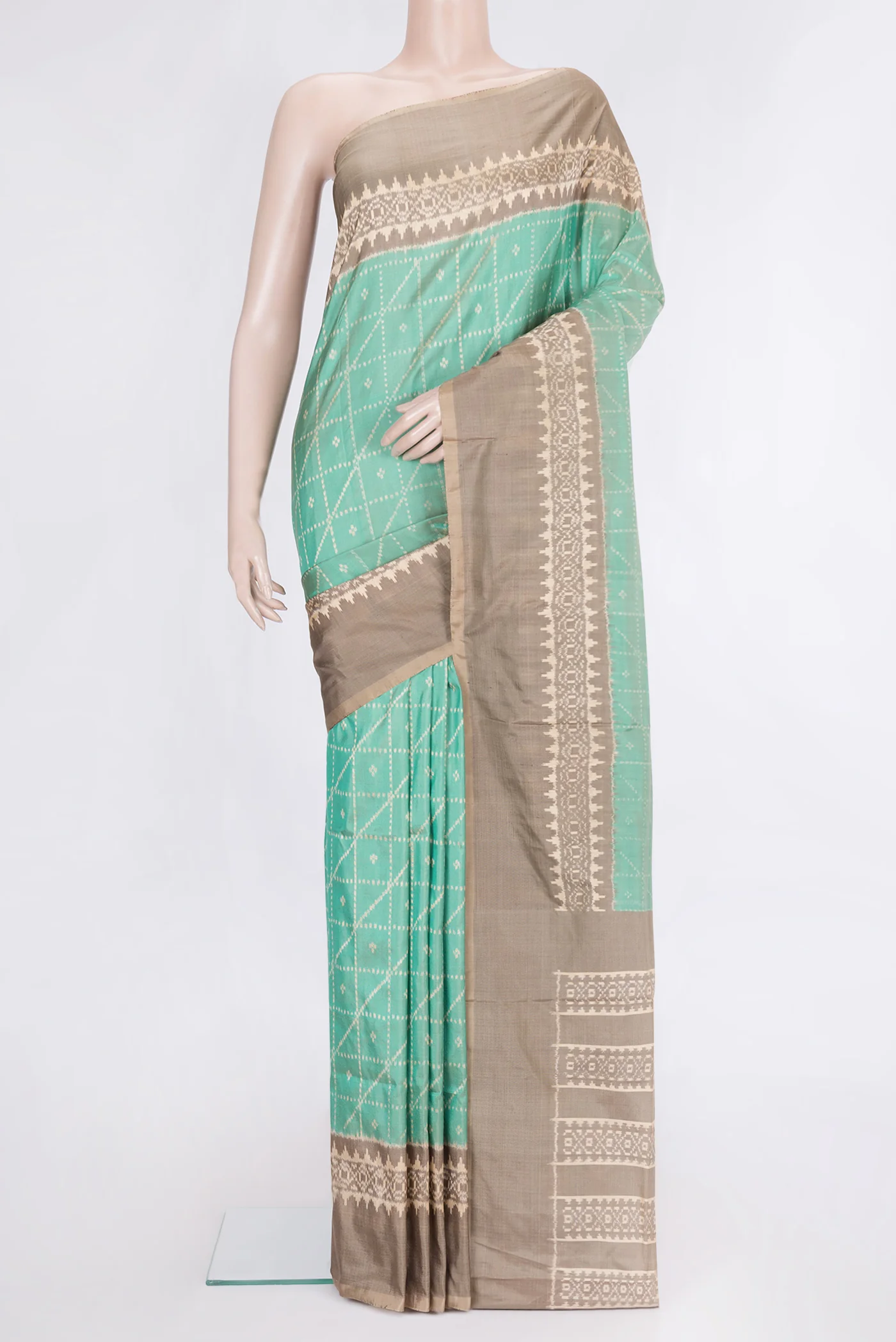 Sea Green Pochampally Silk Saree