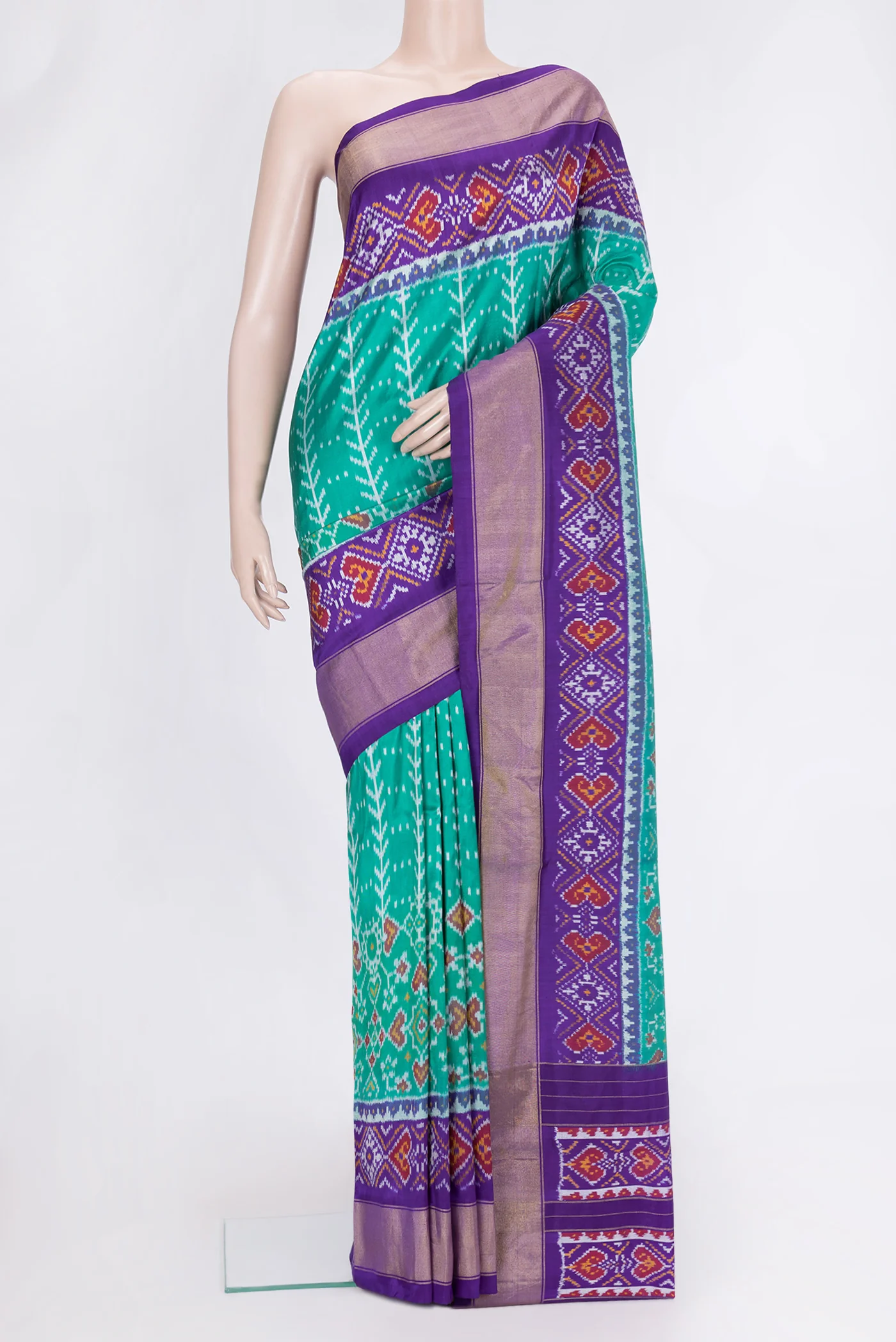 Sea Green Pochampally Silk Saree