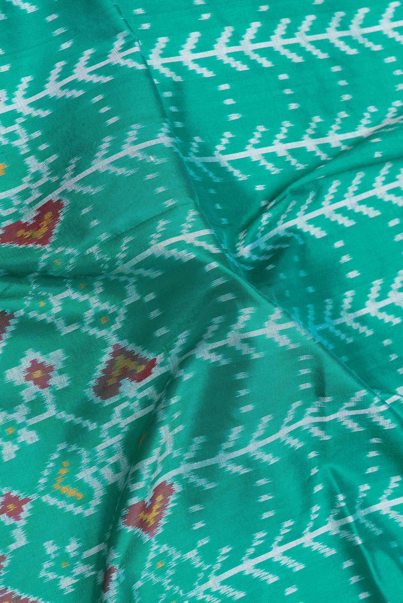 Sea Green Pochampally Silk Saree - Image 2