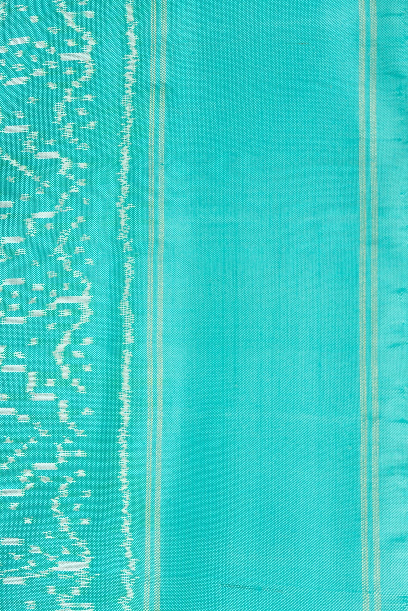 Turquoise Double Ikat Saree - Image 3