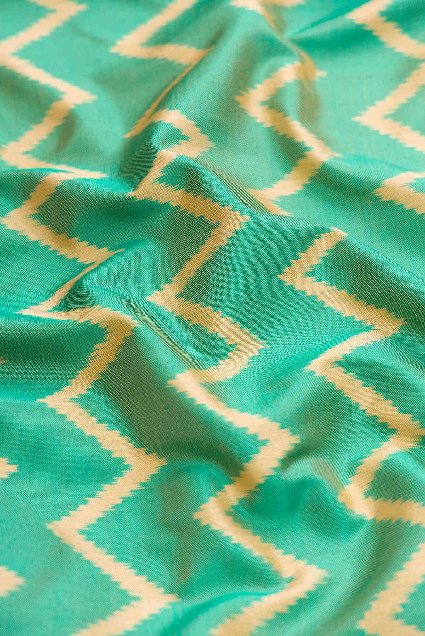 Sea Green Dual Tone Double Ikat Saree - Image 3