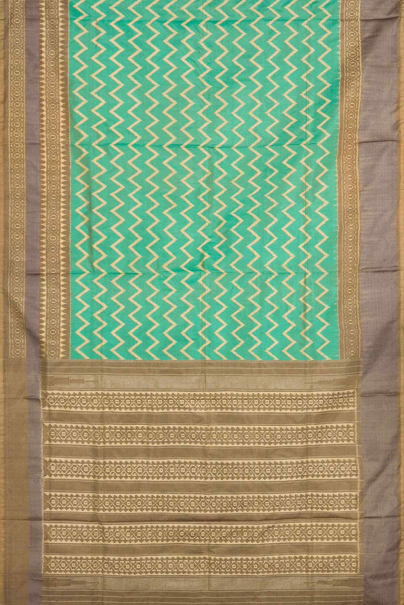 Sea Green Dual Tone Double Ikat Saree - Image 4