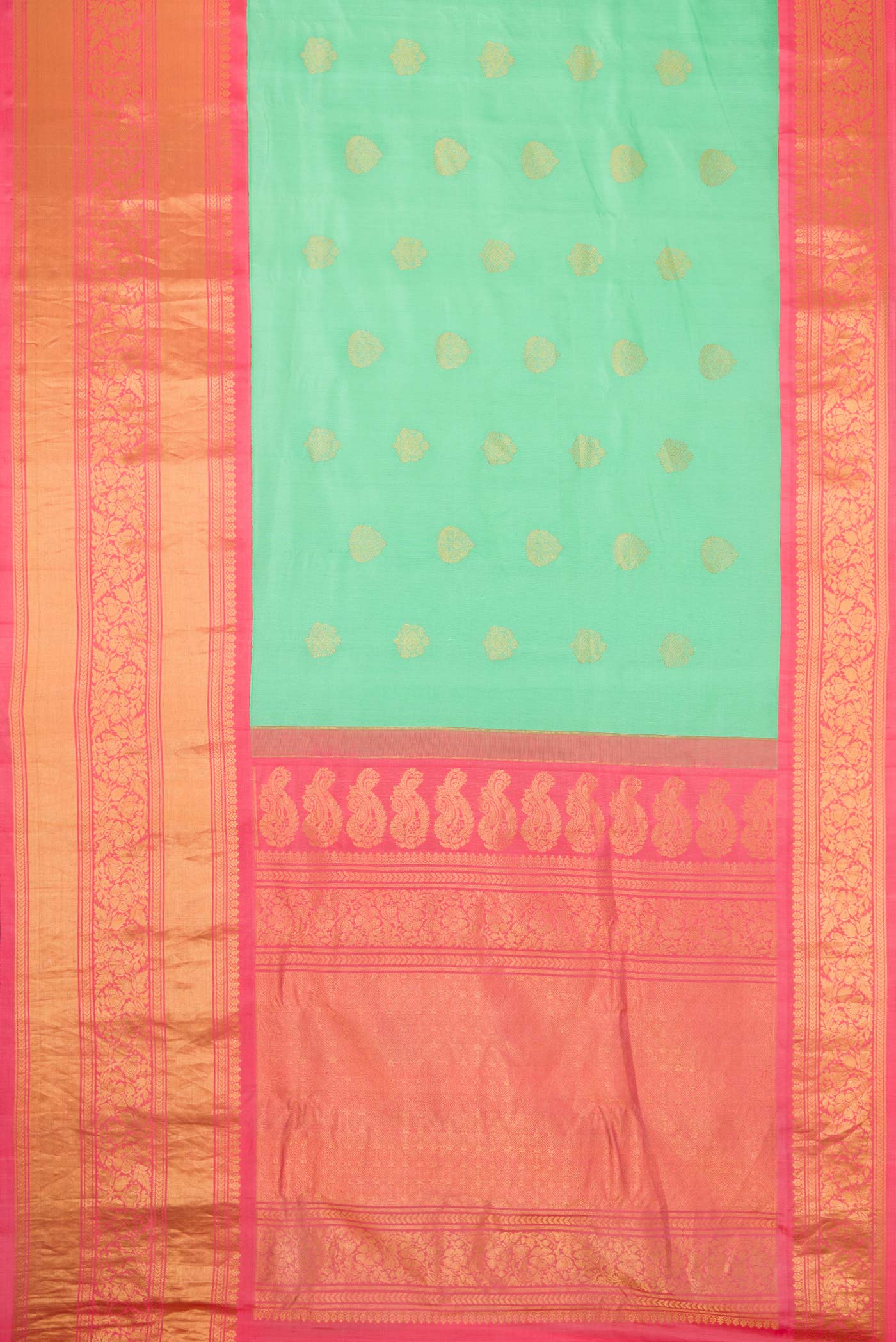 Sea Green Dual Tone Gadwal Silk Saree - Image 6
