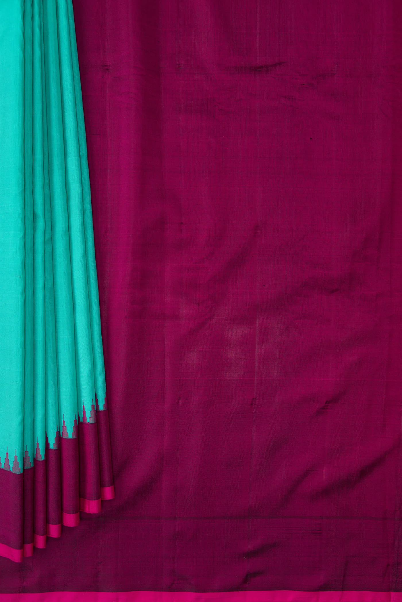 Turquoise Gadwal Silk Saree - Image 4