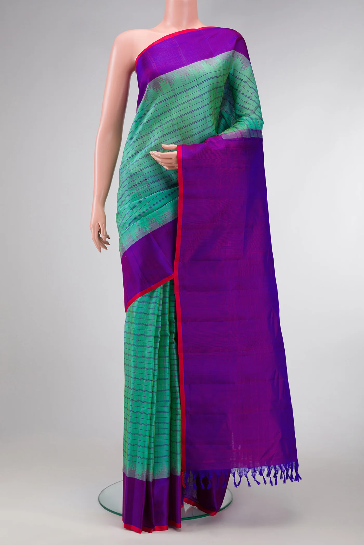 Sea Green Gadwal Silk Saree