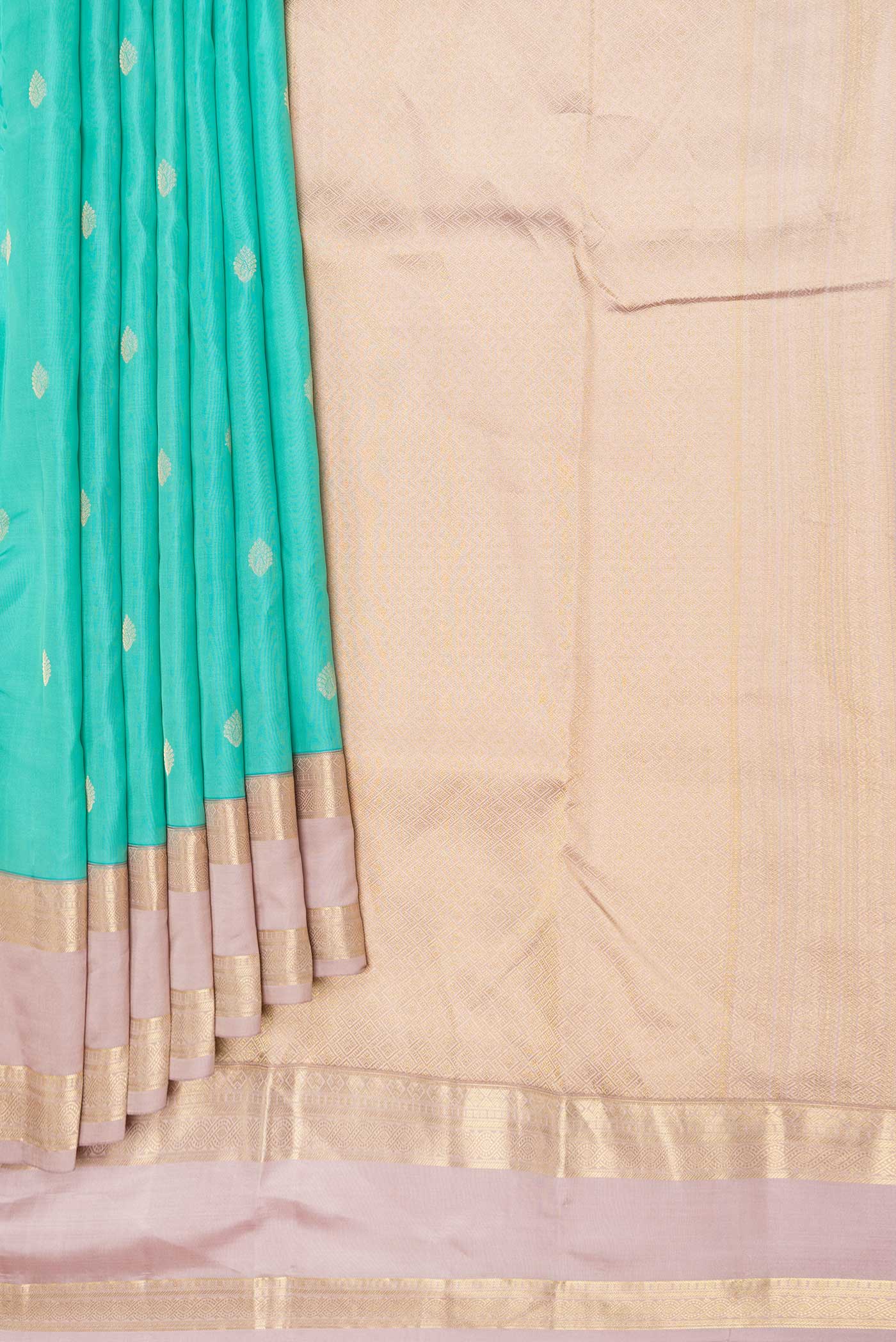 Sea Green Dual Tone Kanchipuram Saree - Image 4