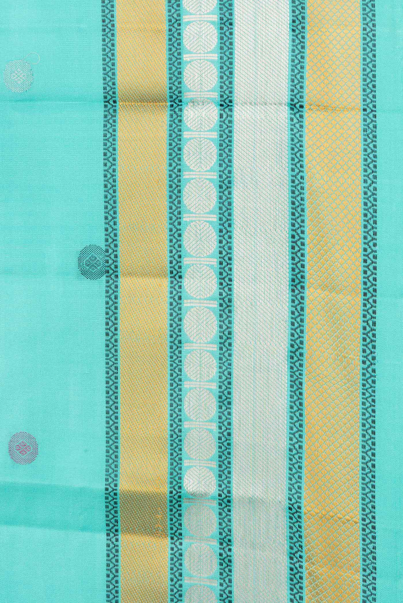 Turquoise Kanchipuram Silk Saree - Image 3