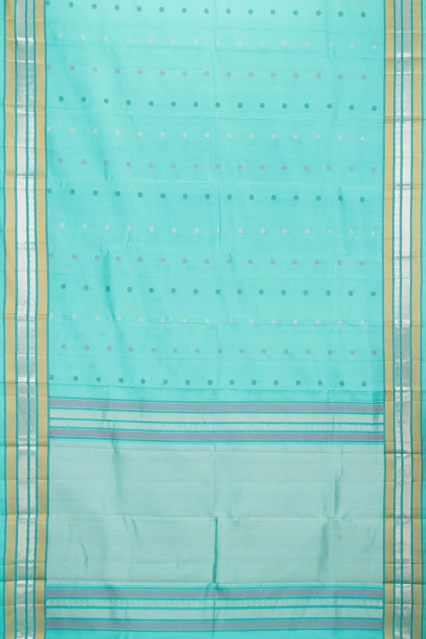 Turquoise Kanchipuram Silk Saree - Image 6