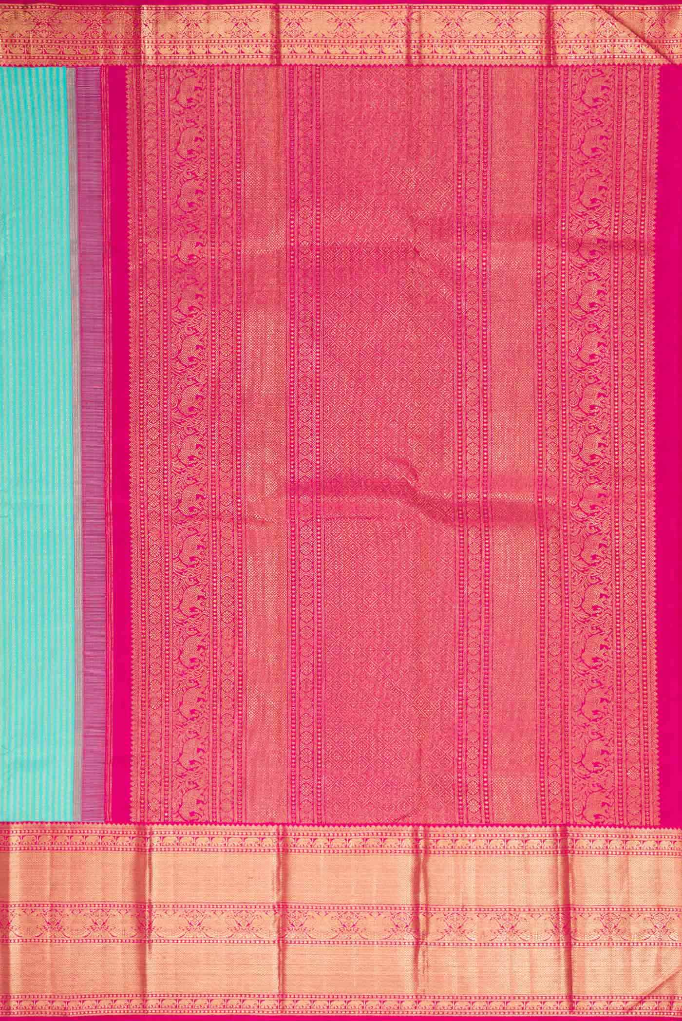 Light Blue Kanchipuram Silk Saree - Image 7