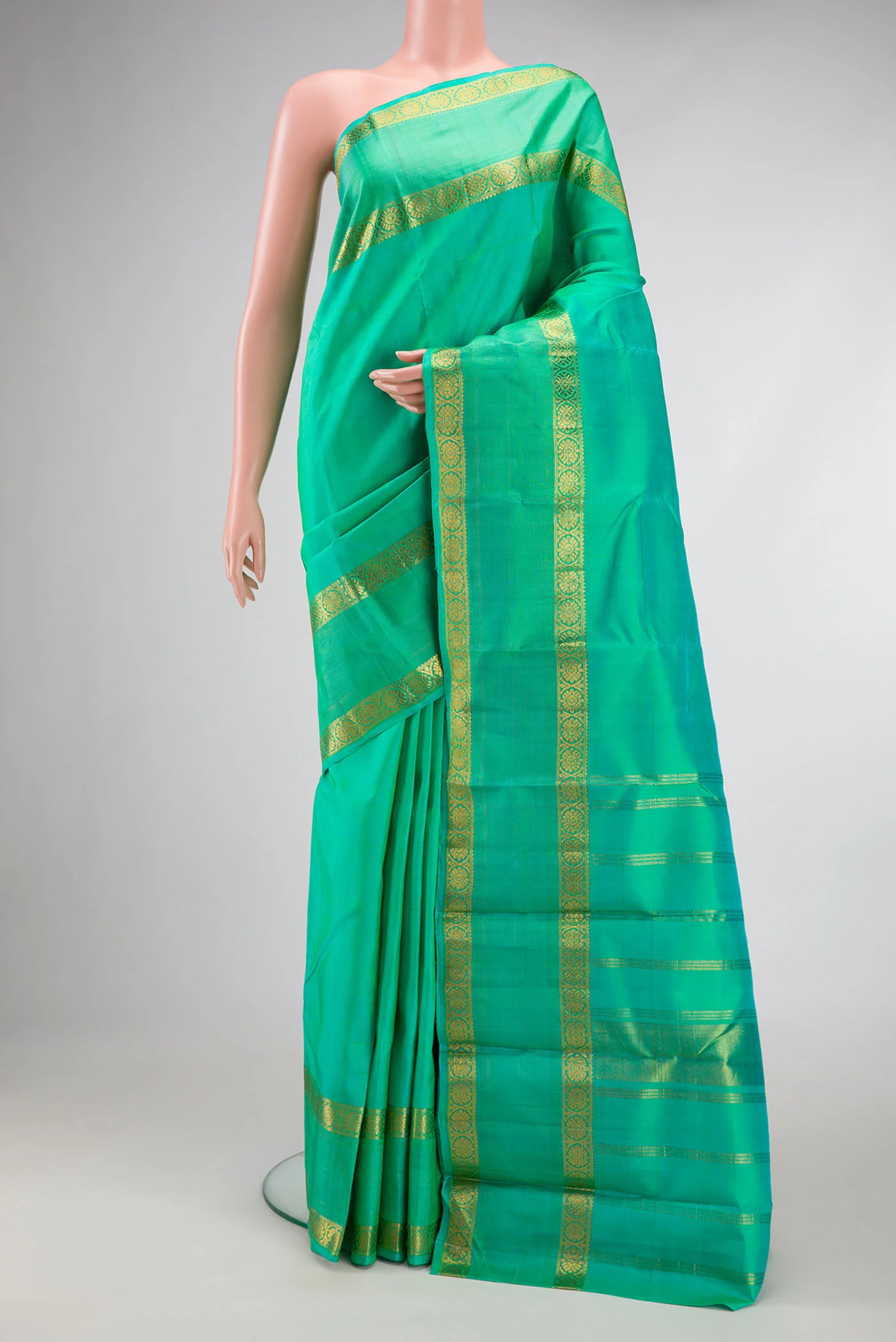 Sea Green Dual Tone Kanchipuram Silk Saree