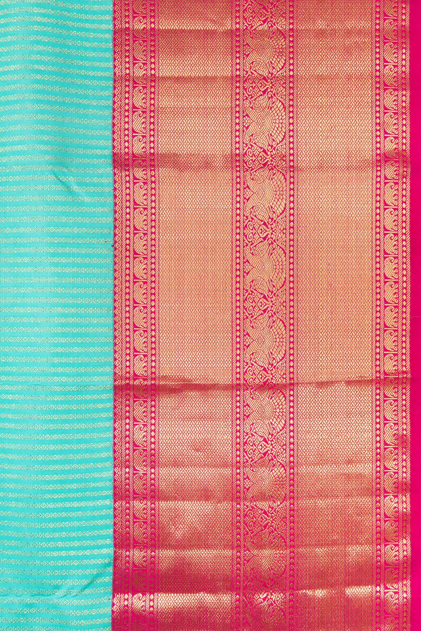 Turquoise Kanchipuram Silk Saree - Image 3