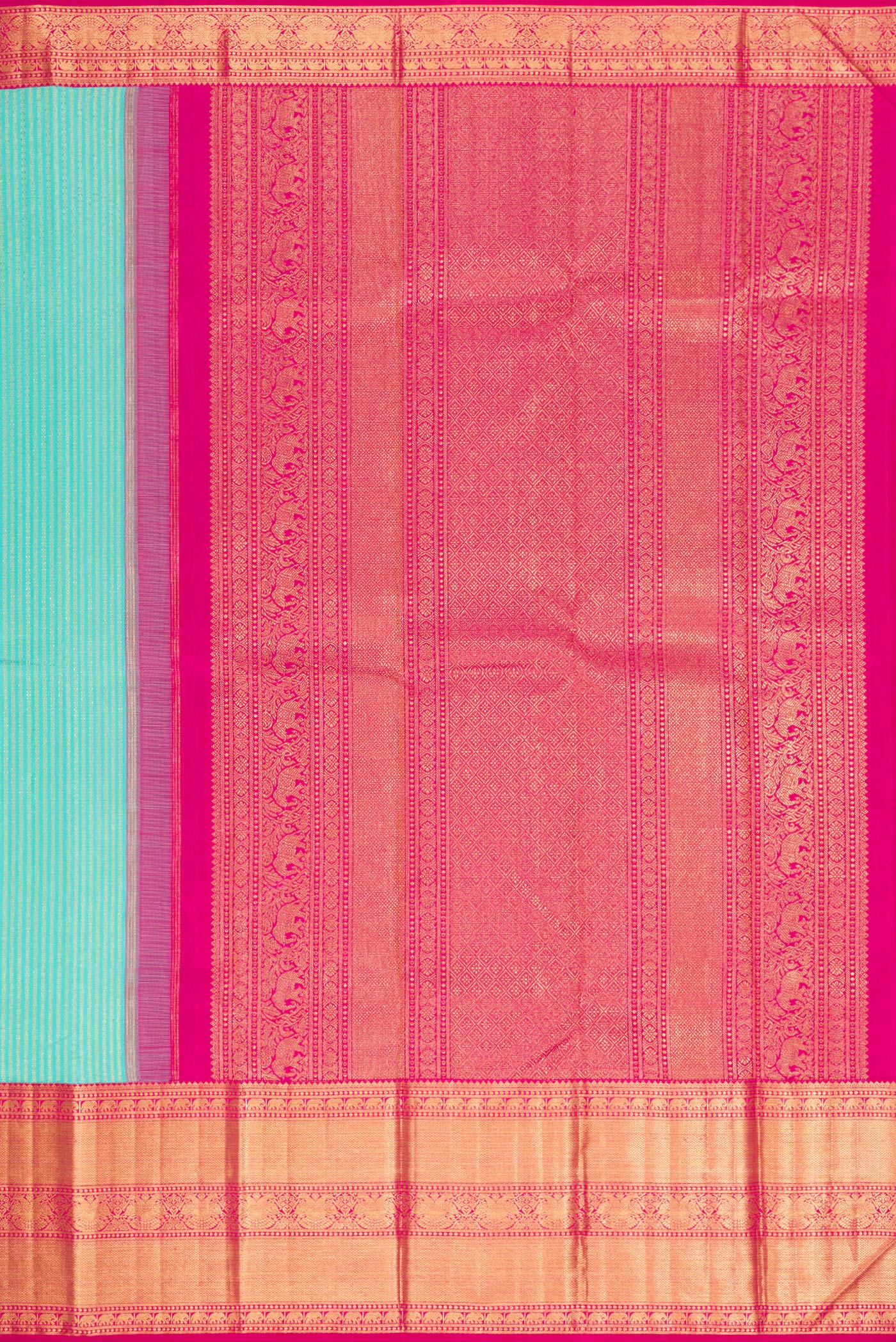 Turquoise Kanchipuram Silk Saree - Image 7