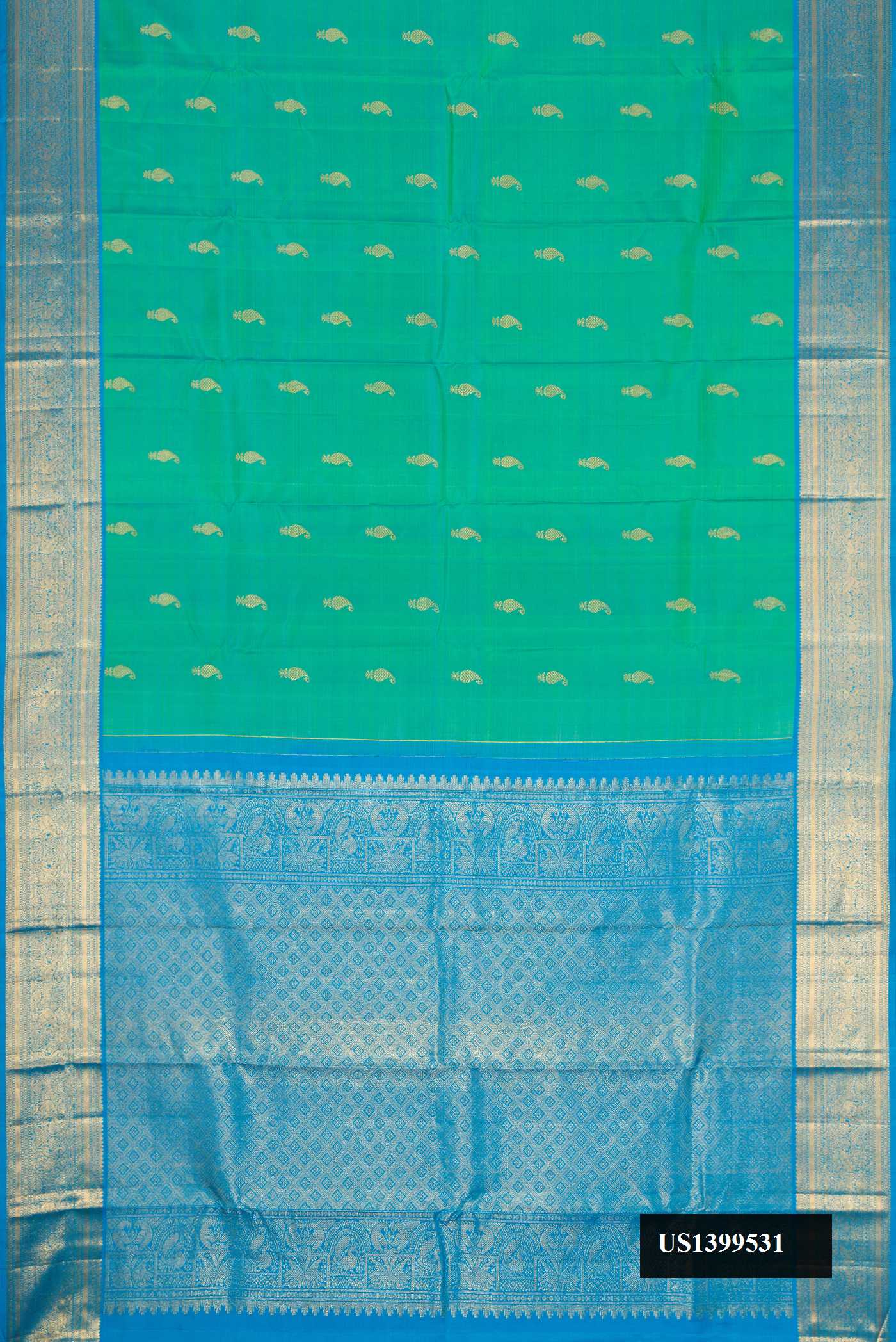 Sea Green Dual Tone Kanchipuram Silk Saree