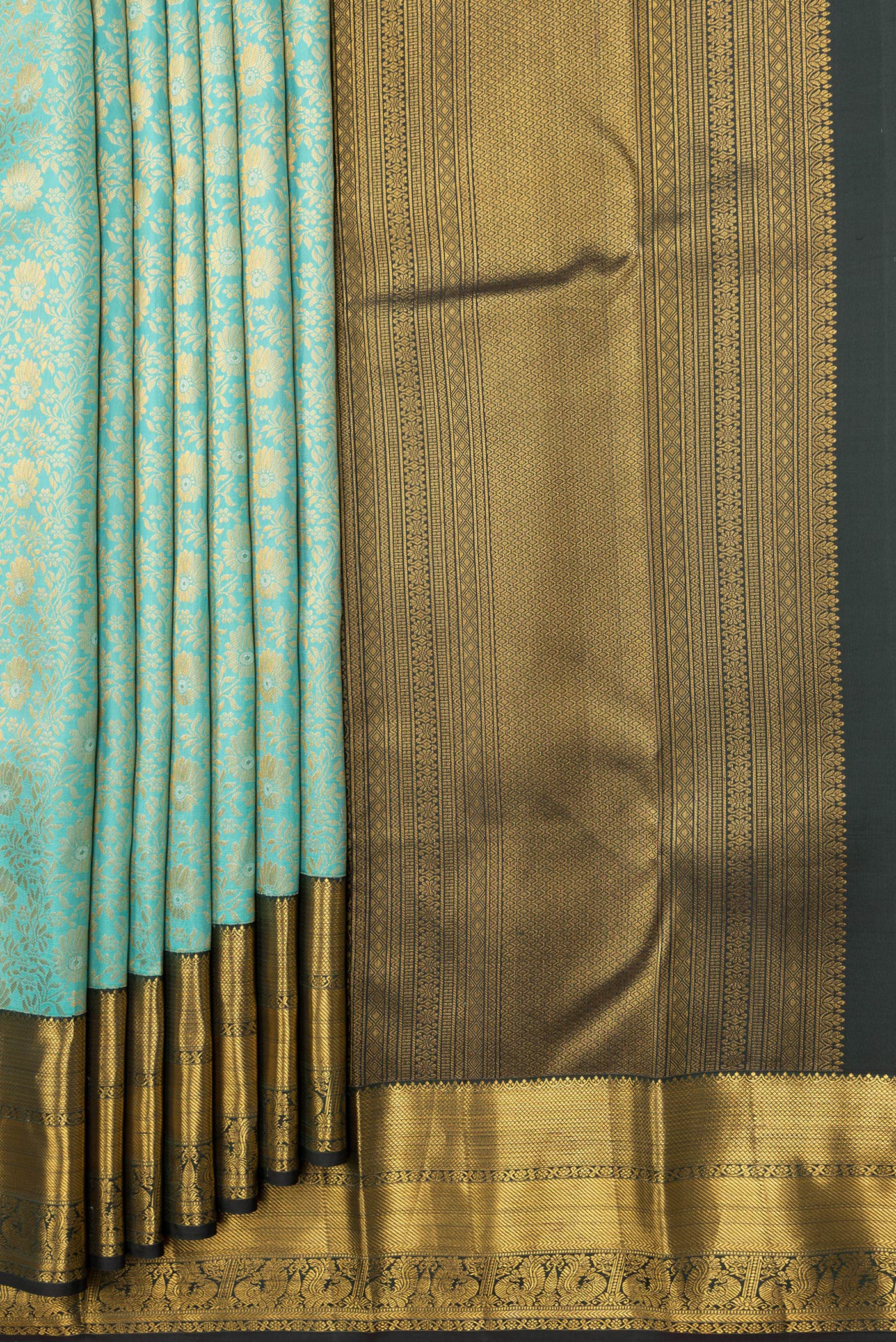 Light Blue Kanchipuram Silk Saree - Image 4