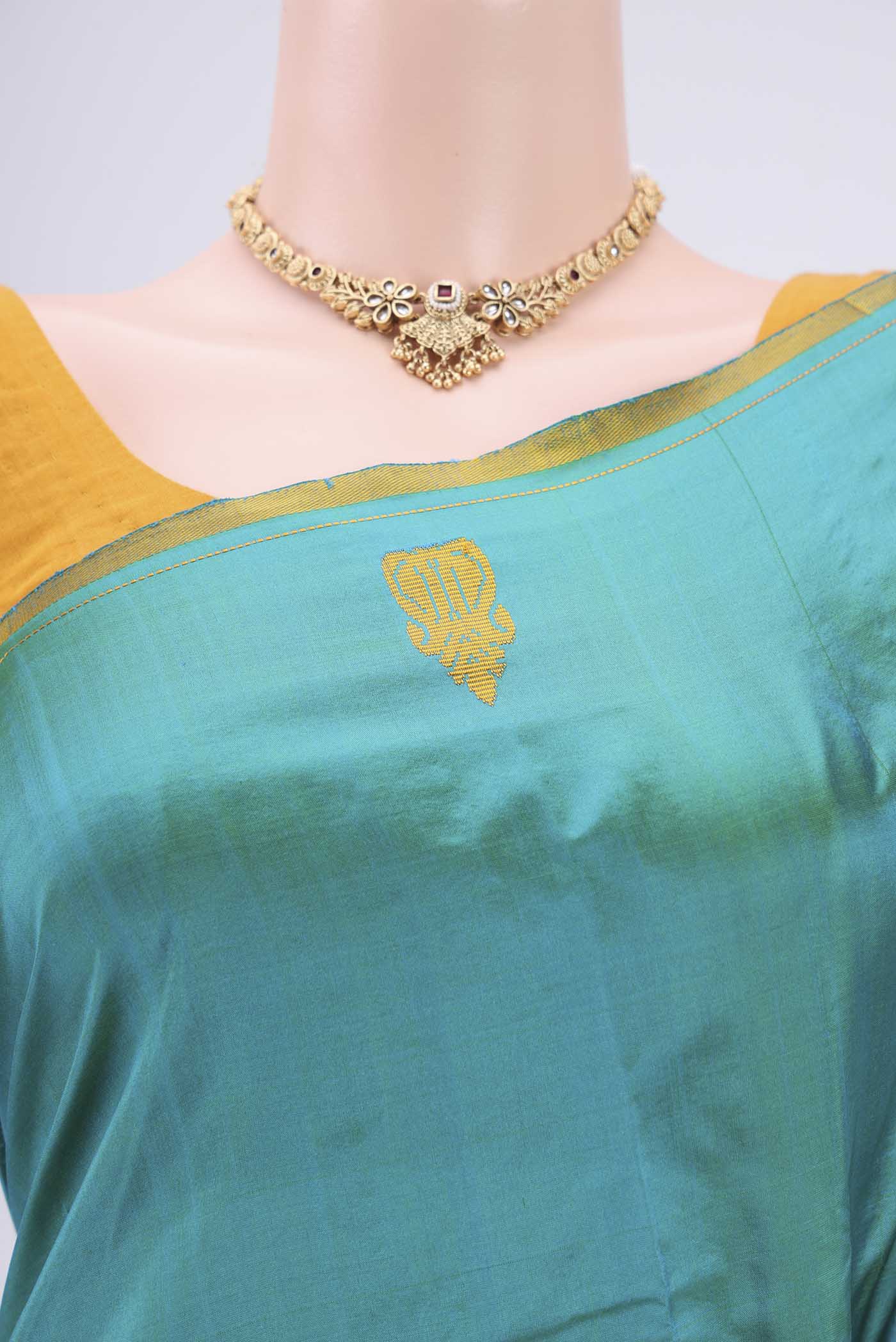 Blue Kanchipuram Silk Saree - Image 2