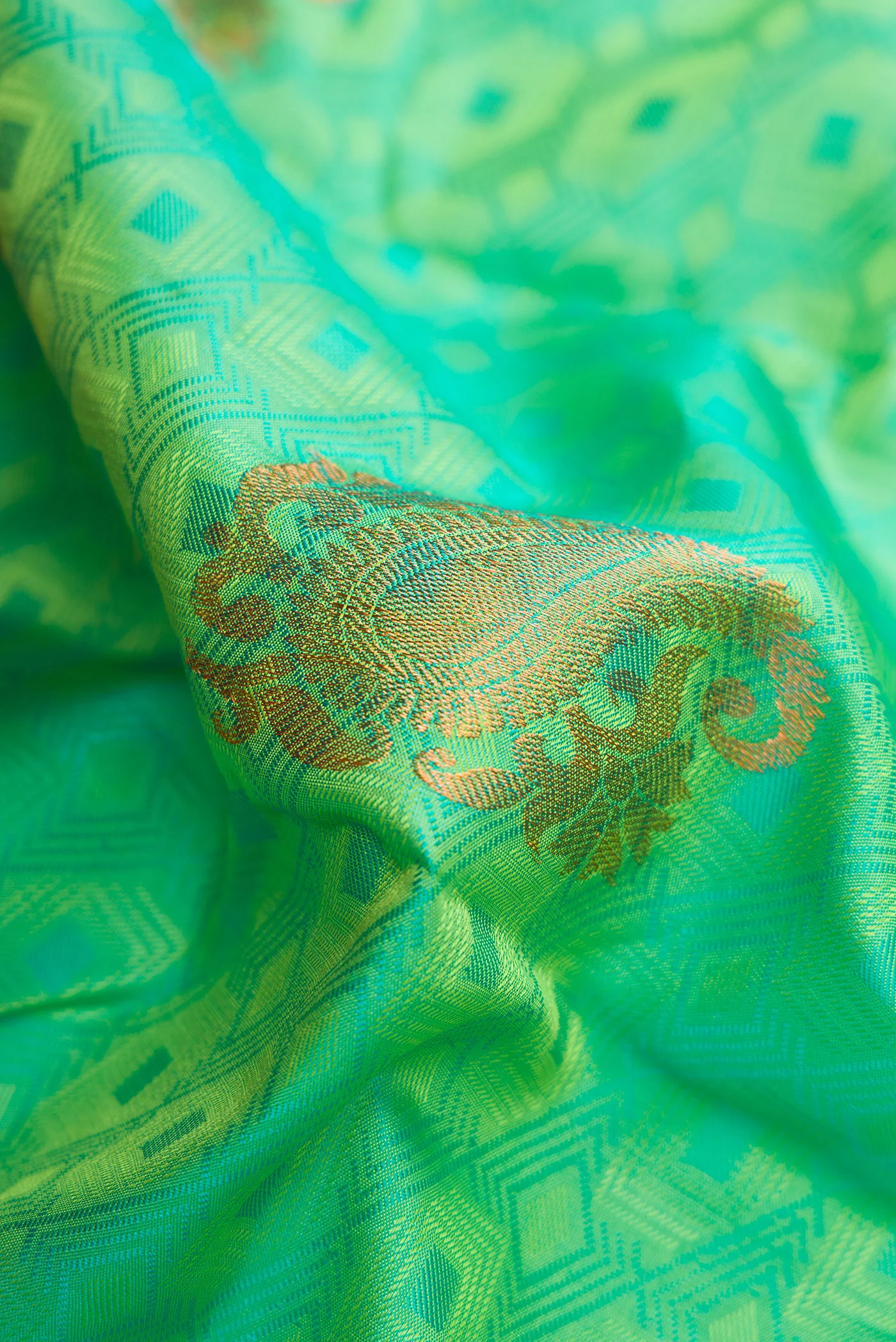 Sea Green Kanchipuram Silk Saree - Image 2