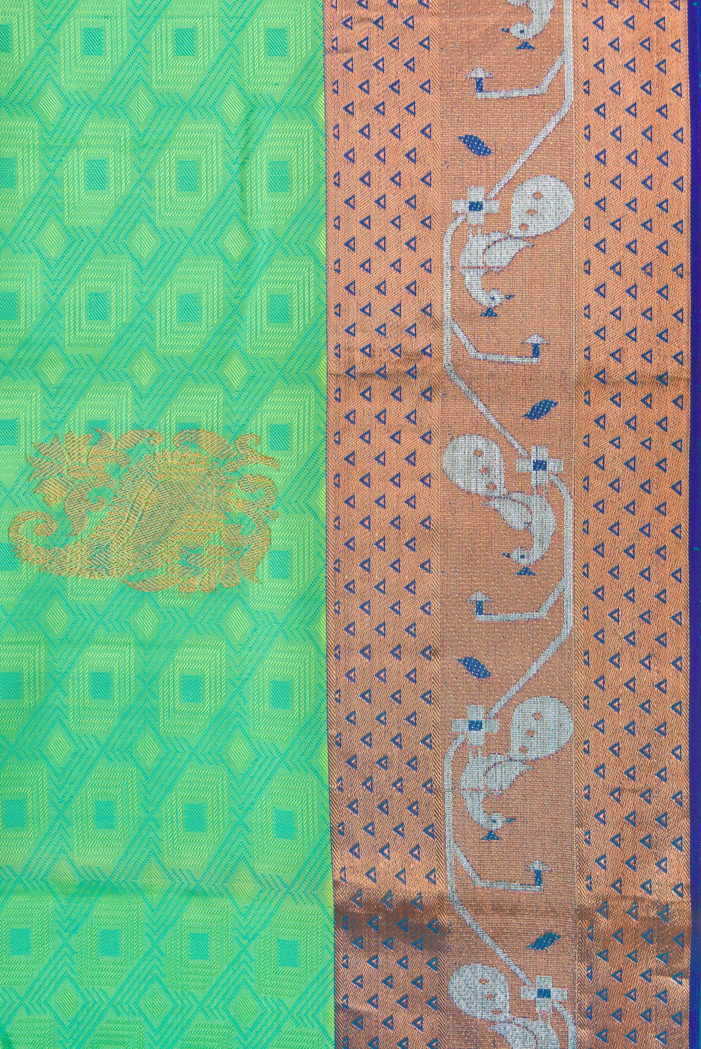 Sea Green Kanchipuram Silk Saree - Image 3