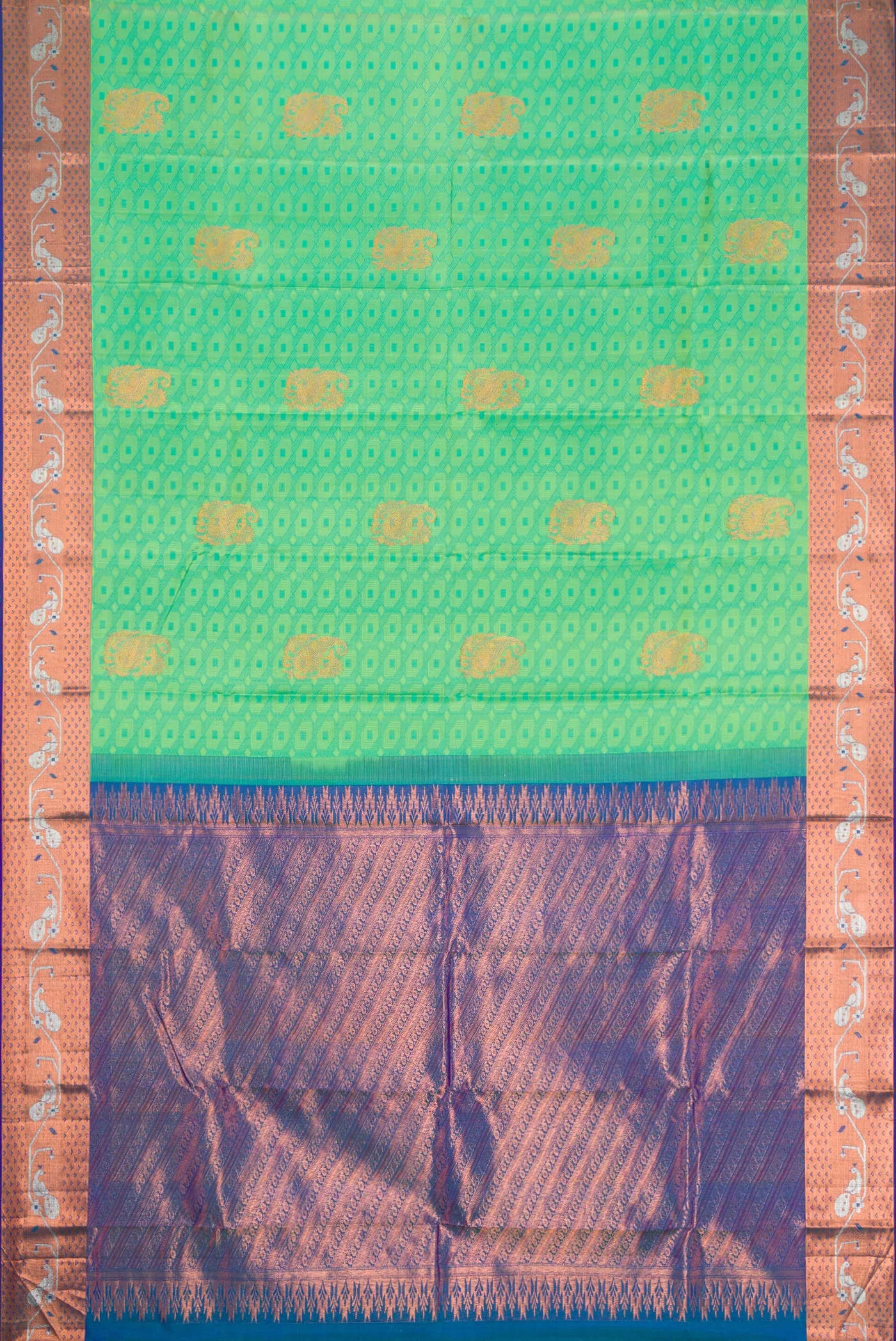Sea Green Kanchipuram Silk Saree - Image 6