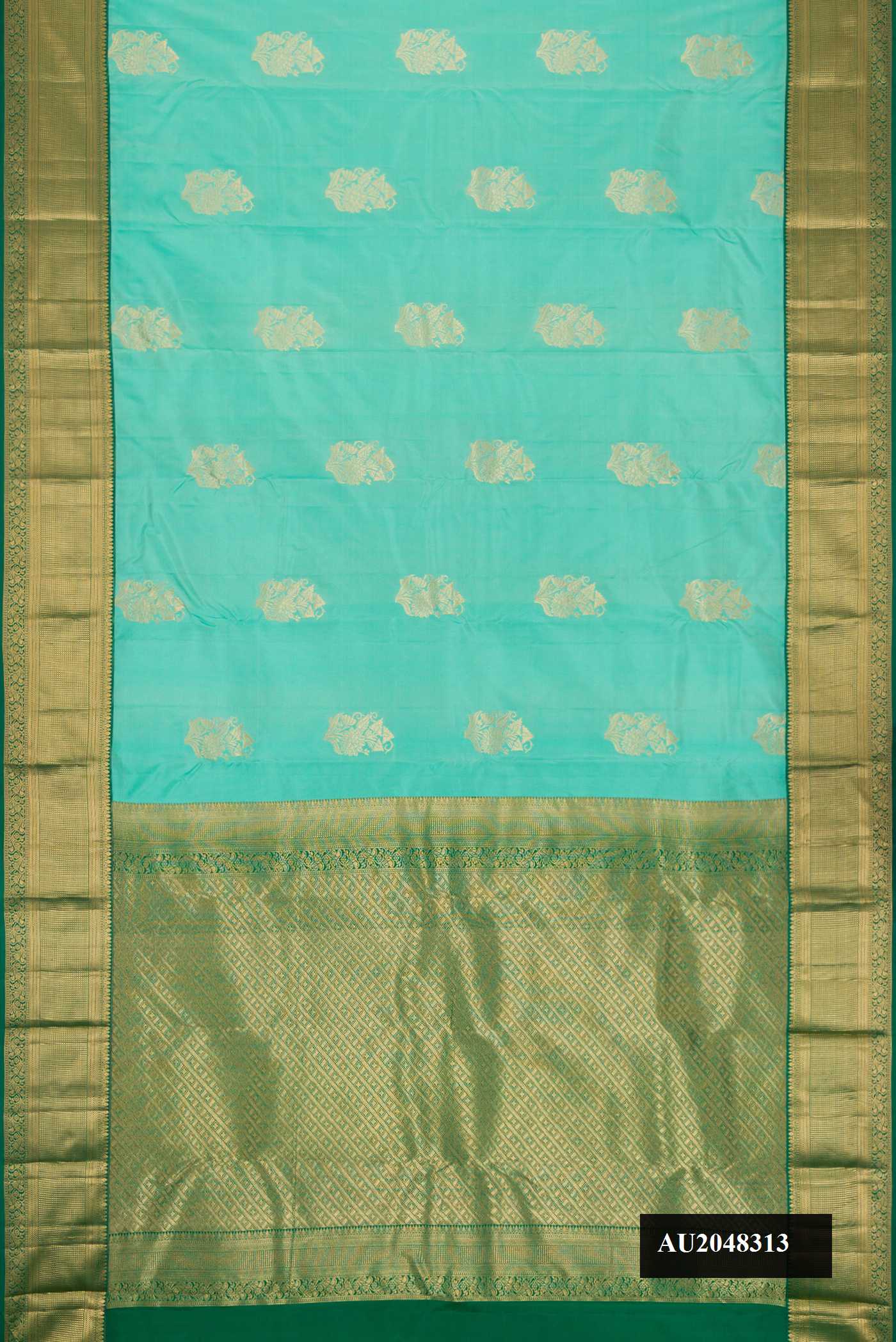 Sea Green Dual Tone Kanchipuram Silk Saree