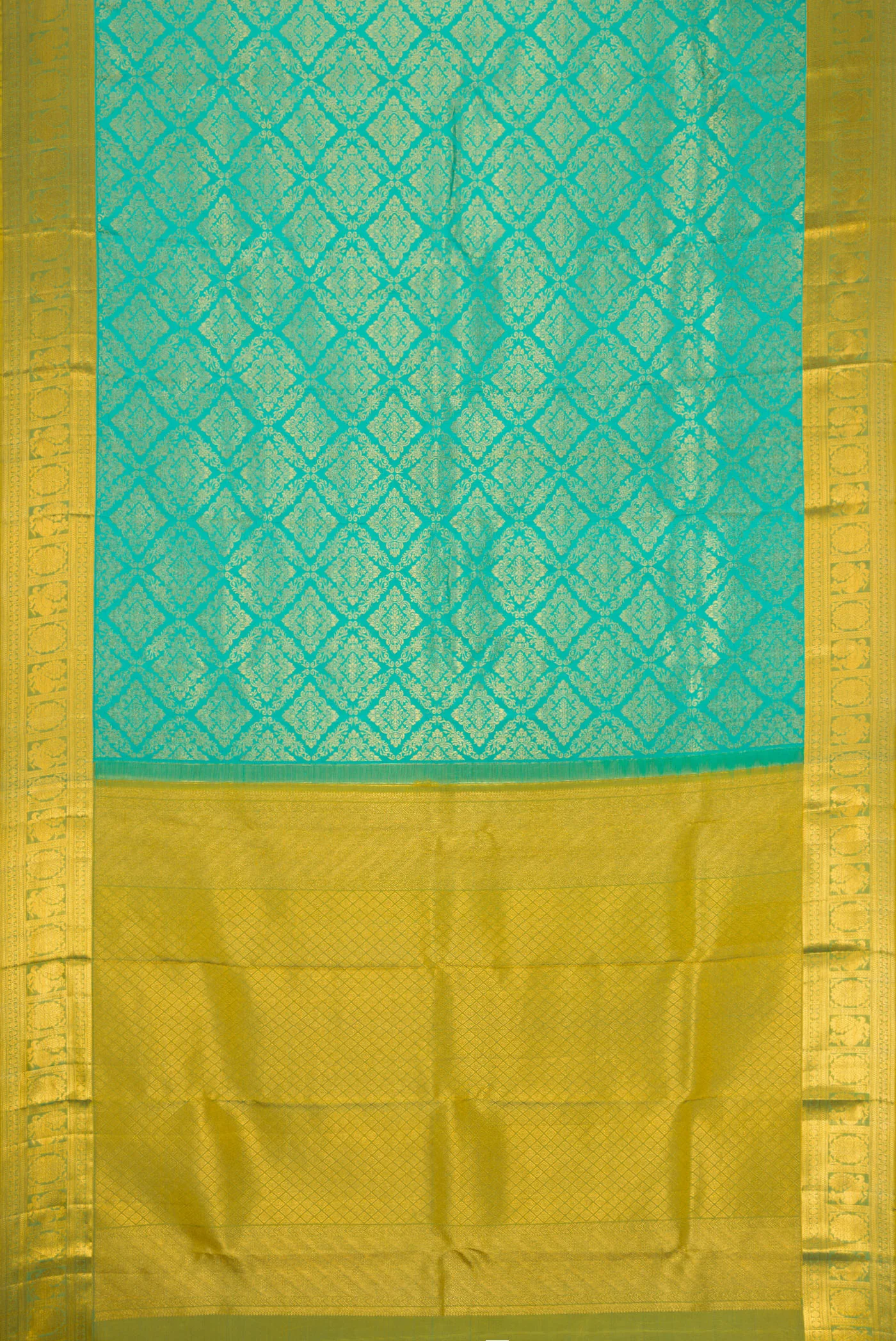 Turquoise Kanchipuram Silk Saree - Image 6