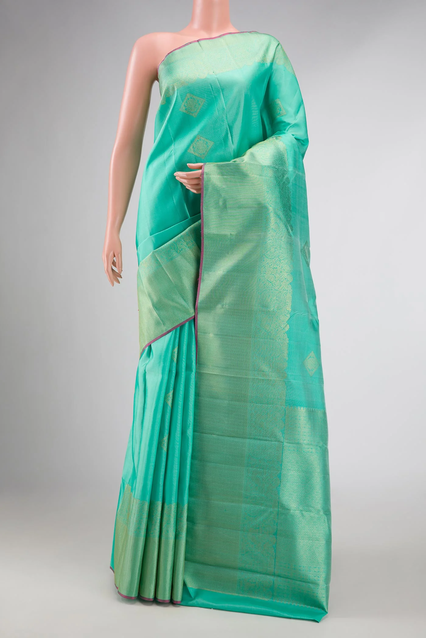 Sea Green Dual Tone Kanjivaram Silk Saree