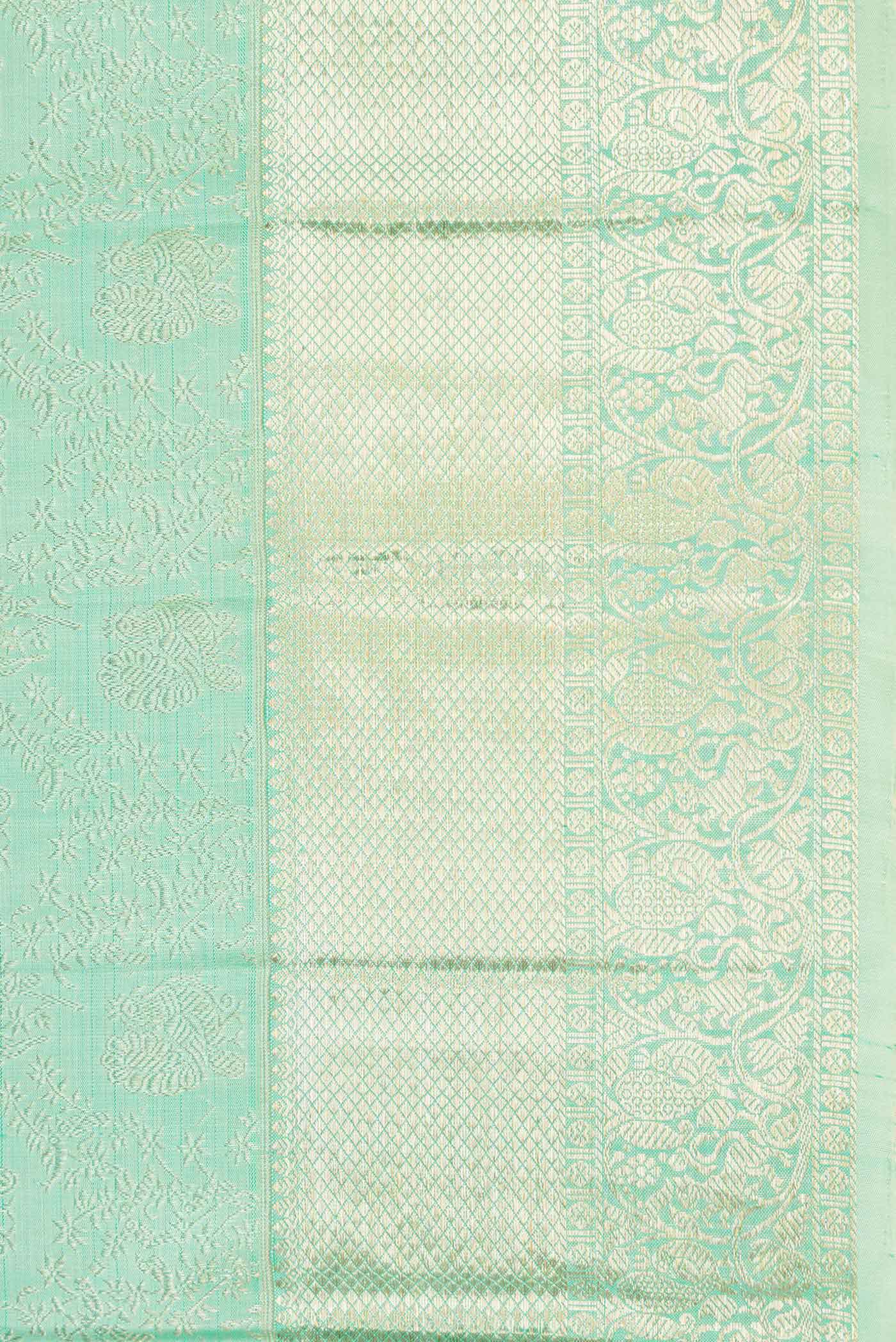 Sea Green Dual Tone Kanchipuram Silk Saree - Image 3