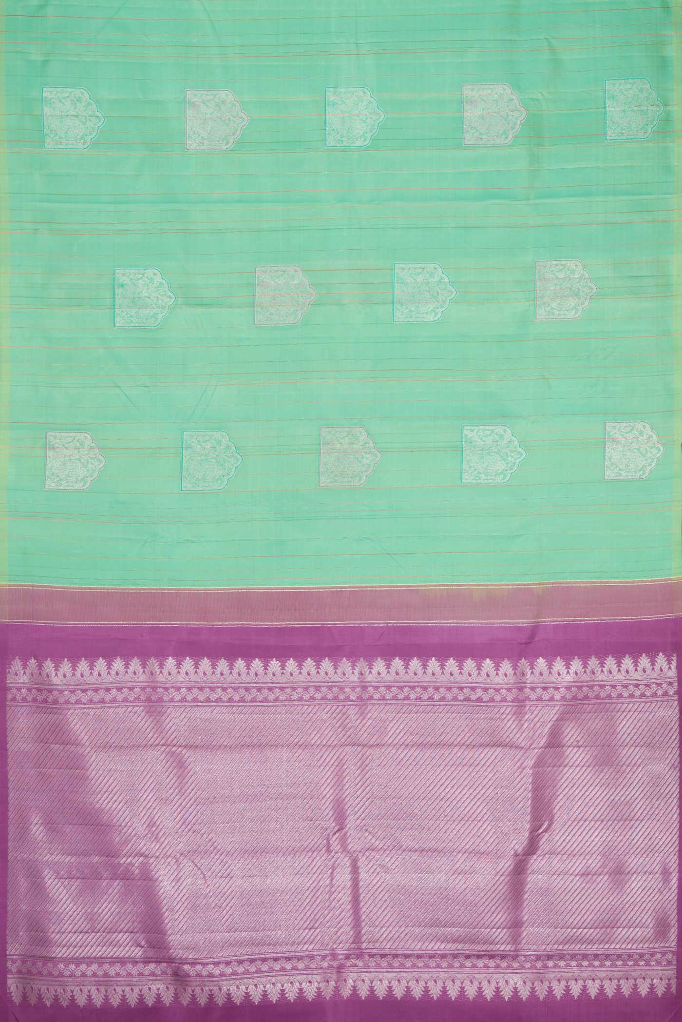 Sea Green Dual Tone Kanjivaram Silk Saree - Image 5