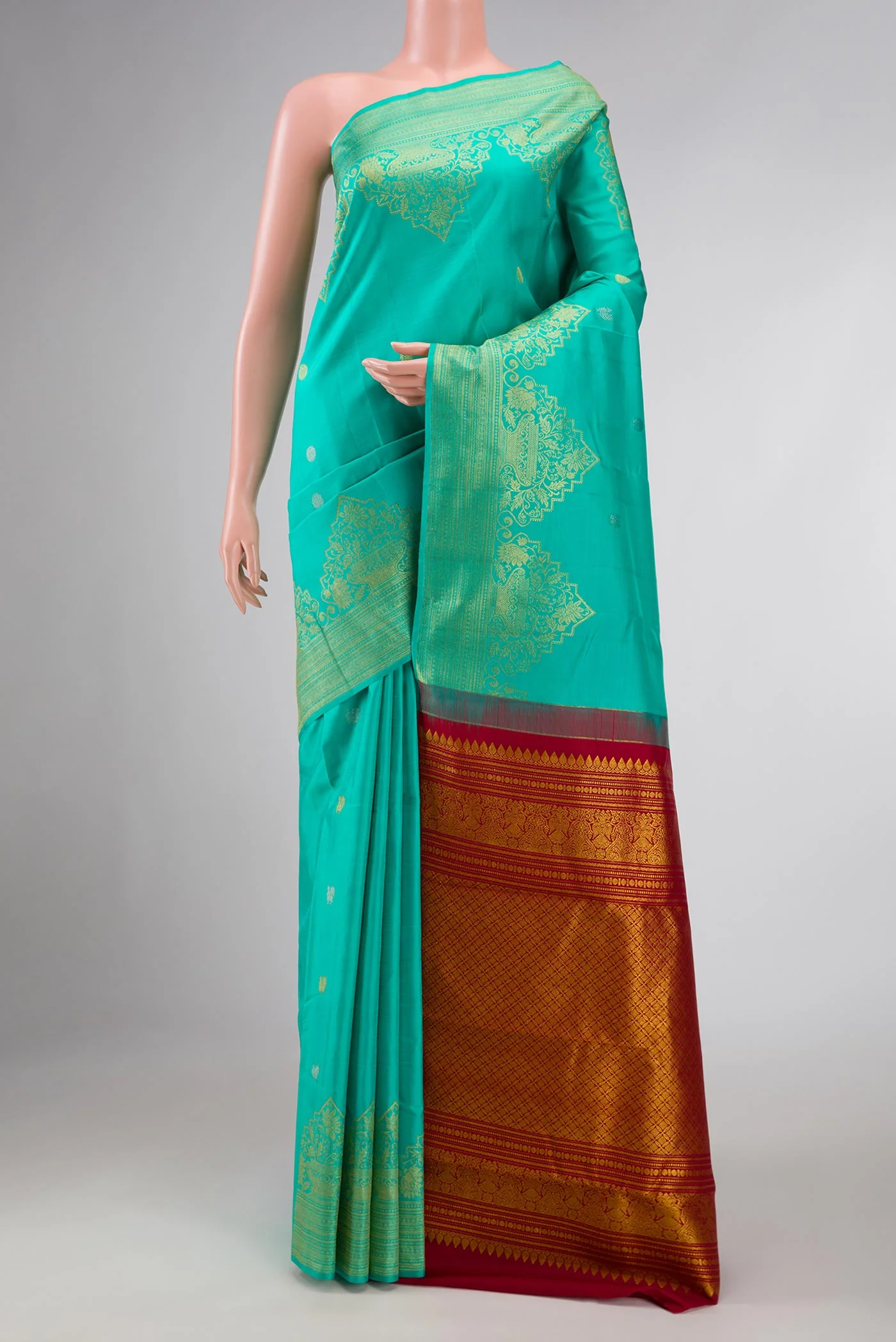 Sea Green Dual Tone Kanchipuram Silk Saree
