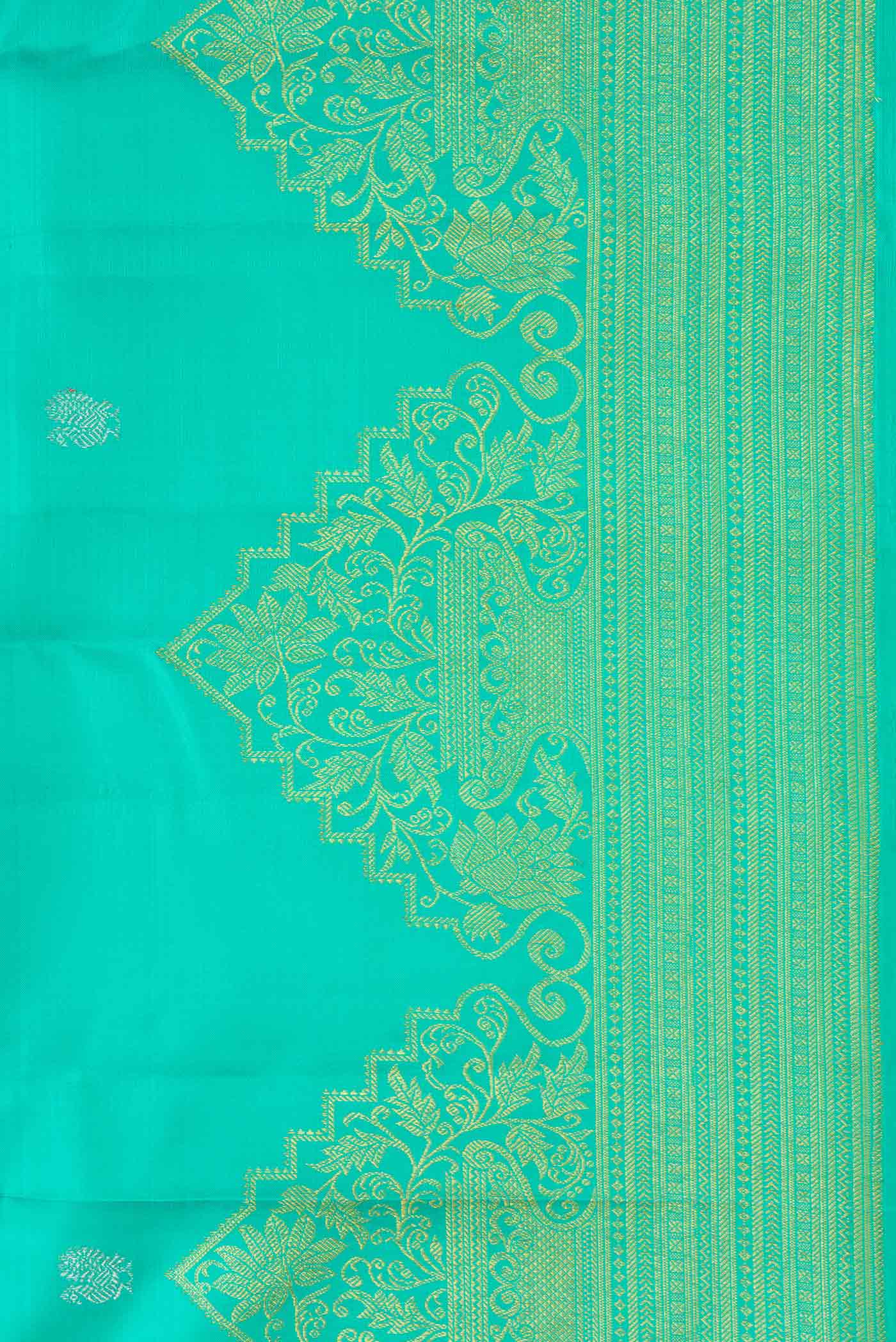 Sea Green Dual Tone Kanchipuram Silk Saree - Image 3