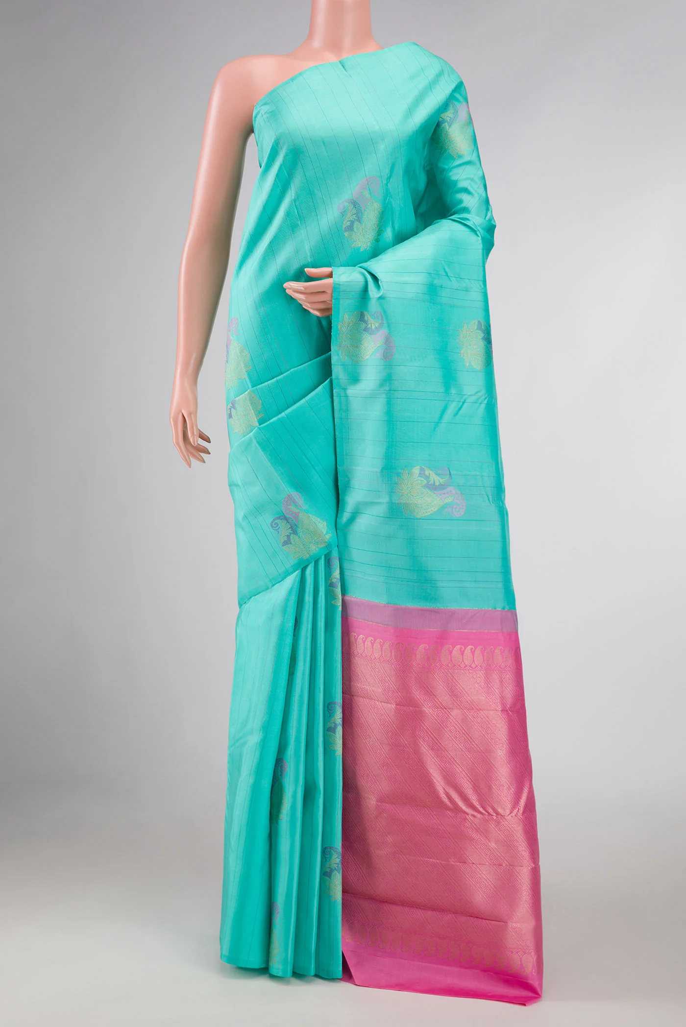 Sea Green Dual Tone Kanjivaram Silk Saree