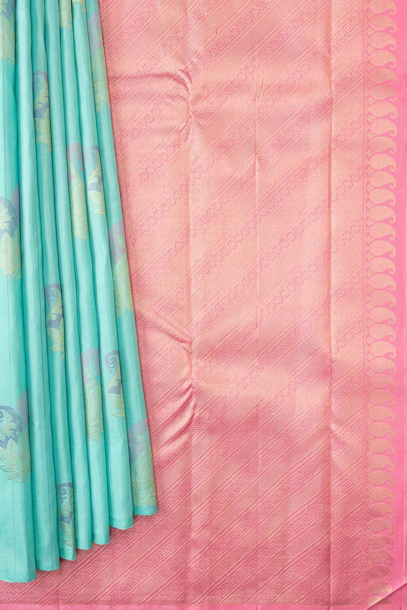 Sea Green Dual Tone Kanjivaram Silk Saree - Image 3