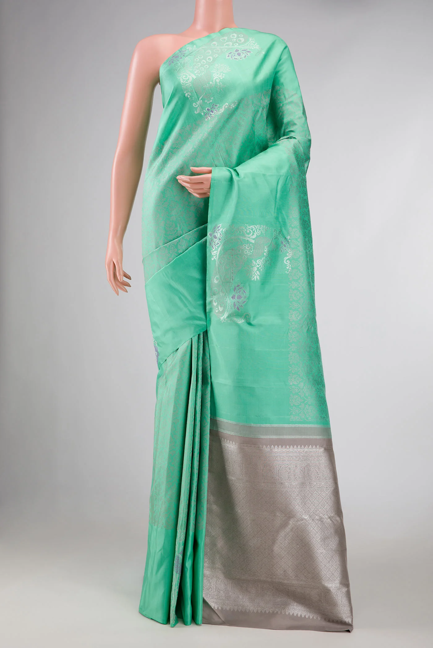Sea Green Dual Tone Kanchipuram Silk Saree