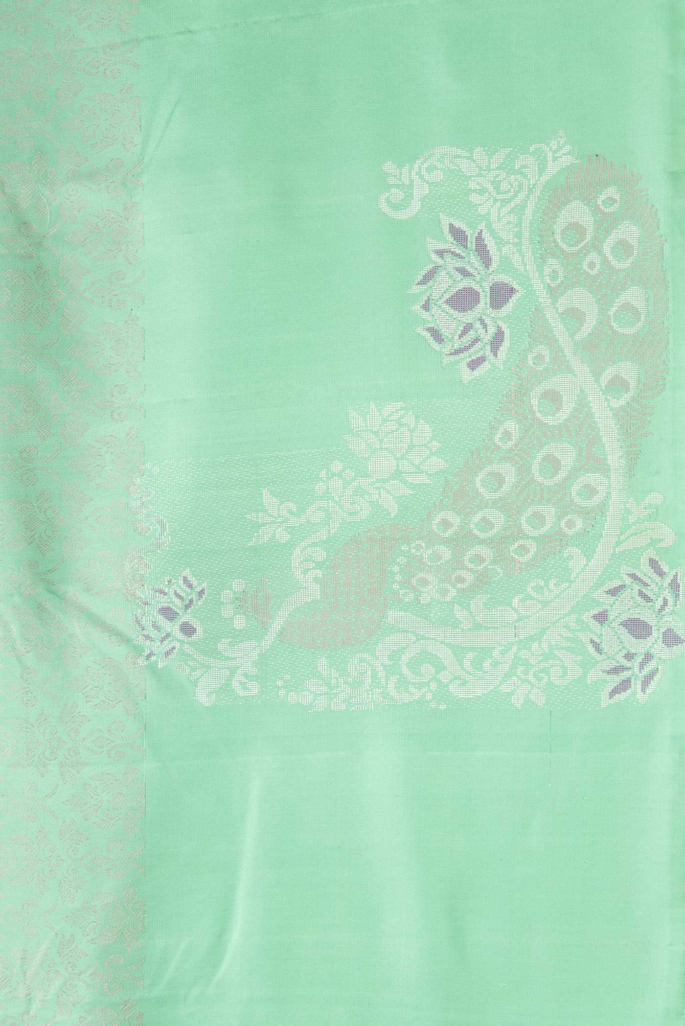 Sea Green Dual Tone Kanchipuram Silk Saree - Image 3