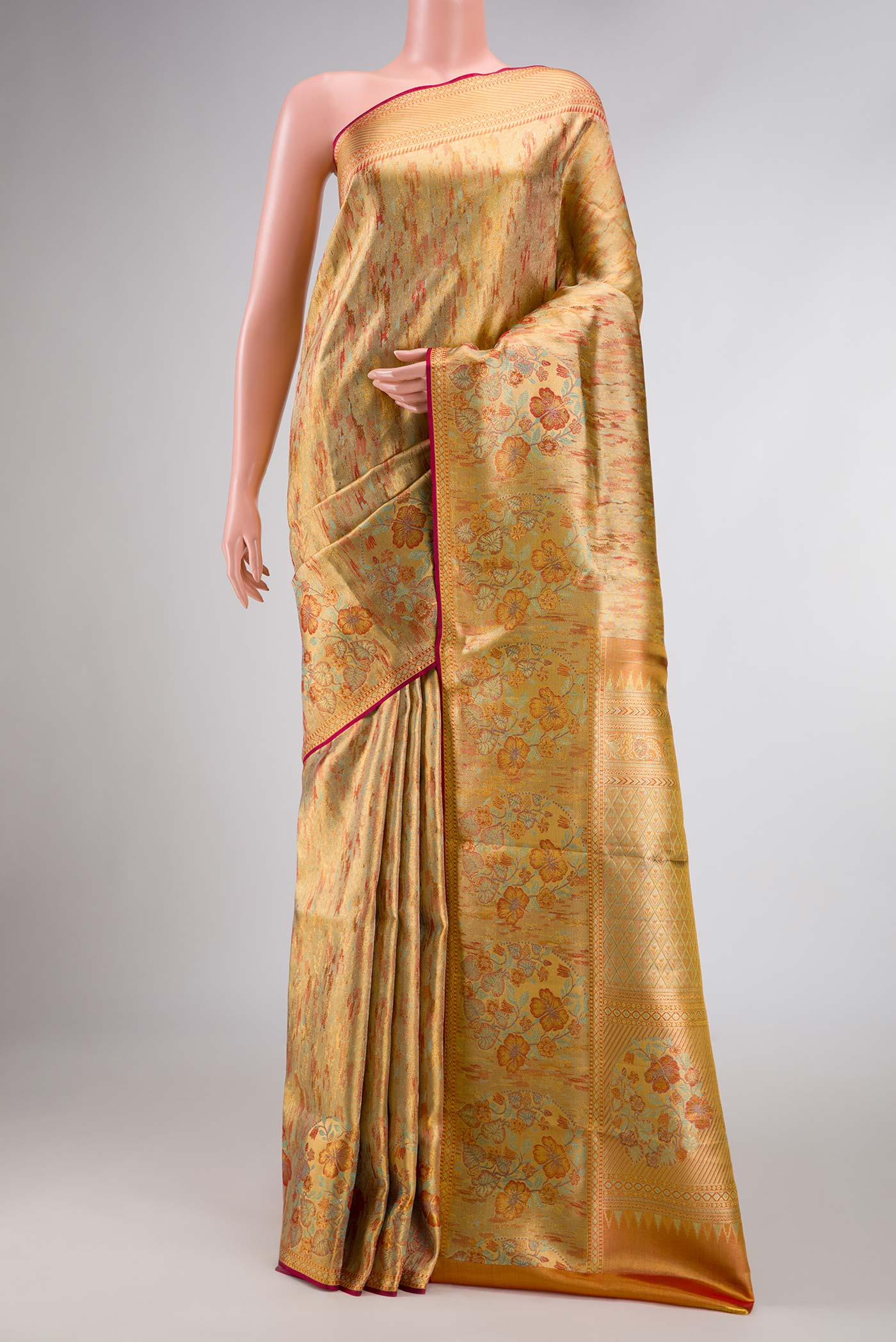 Sea Green Dual Tone Kanjivaram Silk Saree